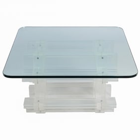 Modernist. Glass and Lucite Cocktail Table