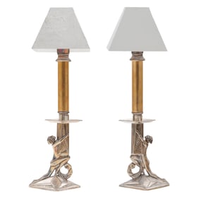 Pair of Art Deco Figural Candlesticks, Weidlich Bros.