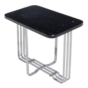 Side table with Chrome base and painted wooden top