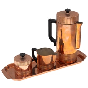 Art Deco Copper Coffee Service, Walter von Nessen Design.
