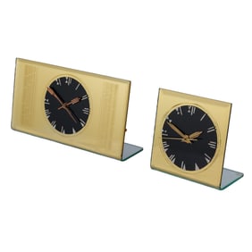 Two Art Deco Crystal Bent Mantle Clocks