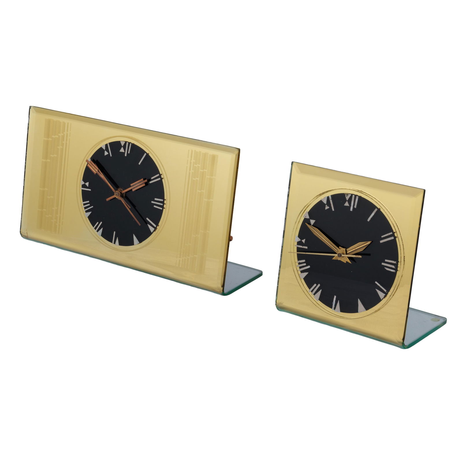 Two Art Deco Crystal Bent Mantle Clocks (1 of 9)