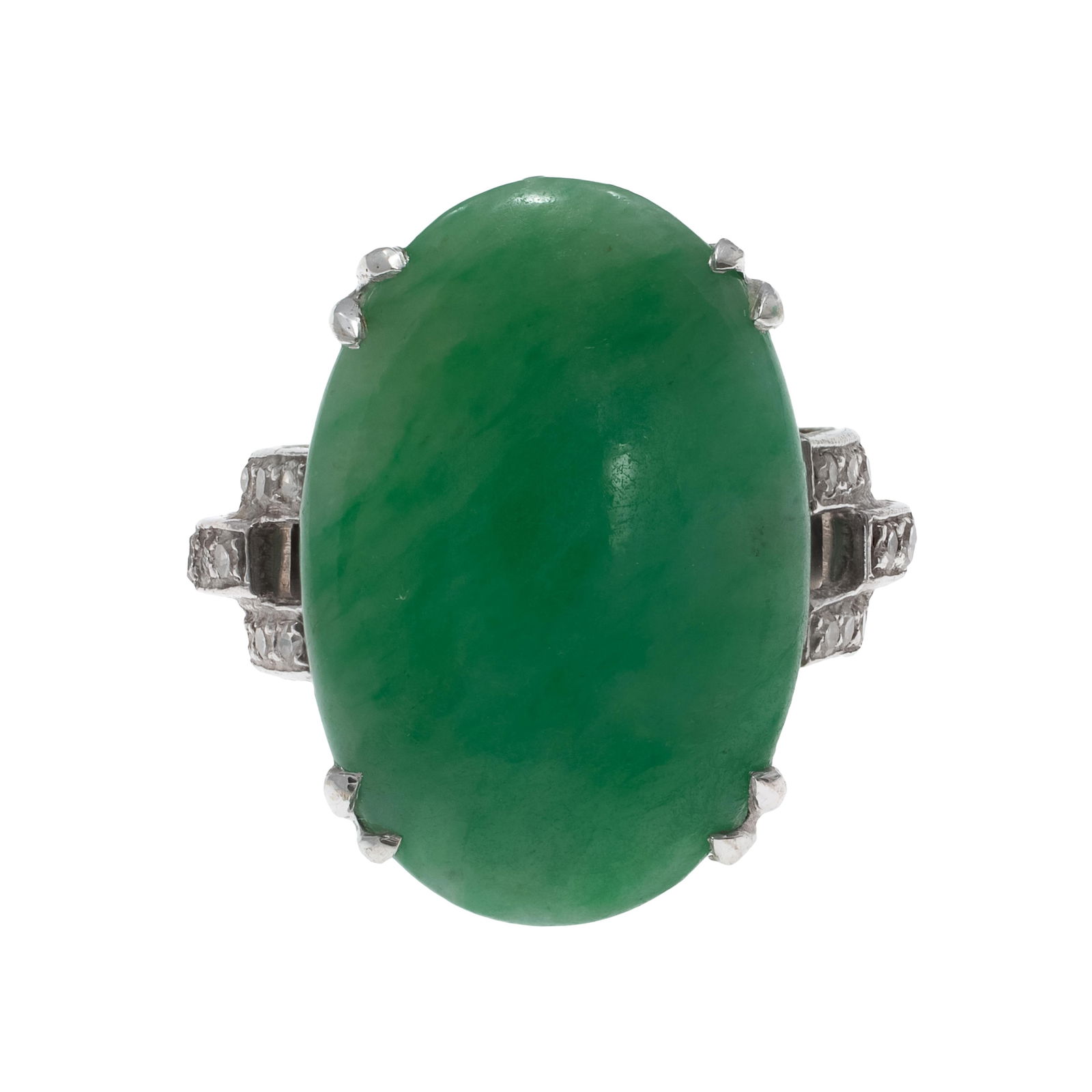 Jade, Diamond, Platinum Ring - 2
