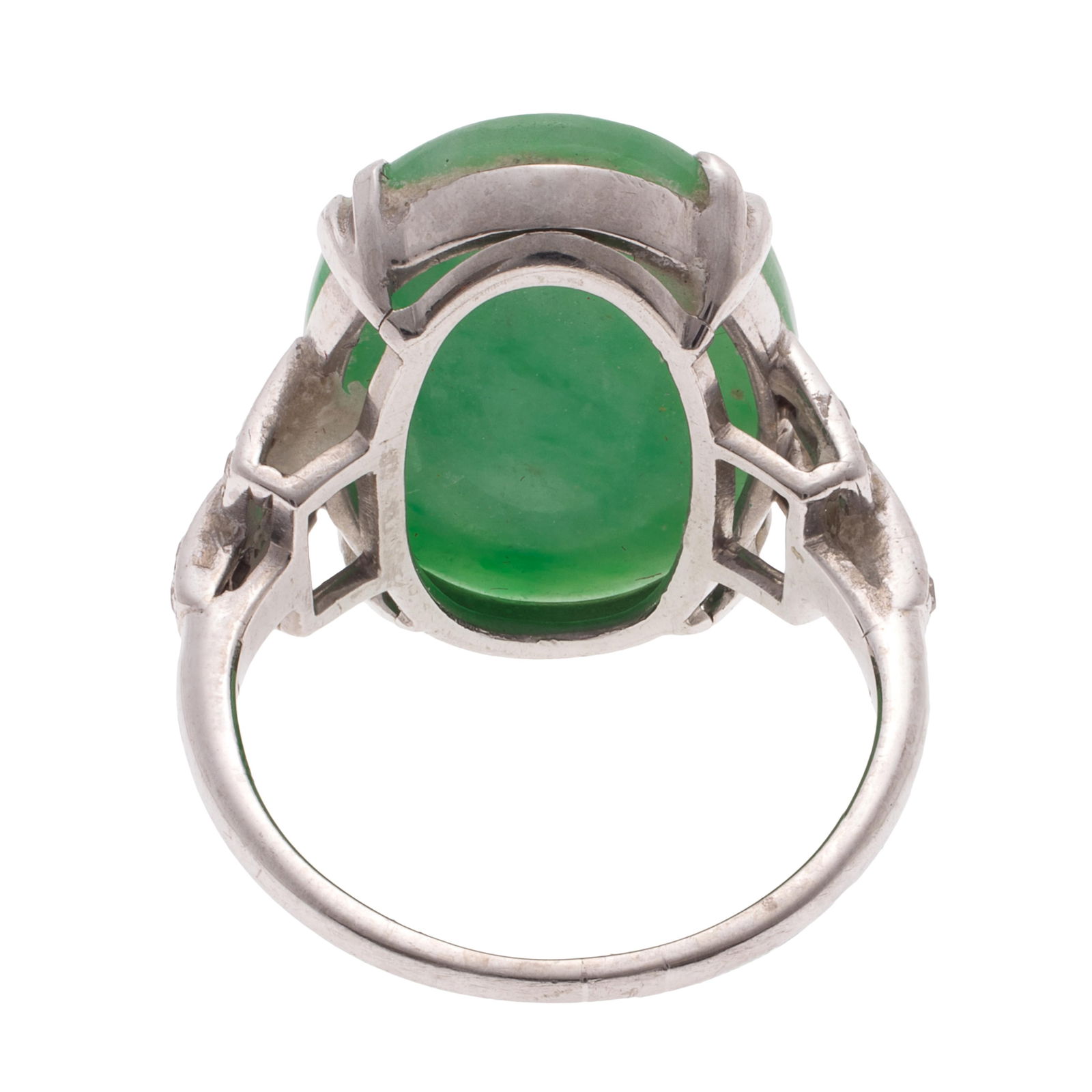 Jade, Diamond, Platinum Ring - 5