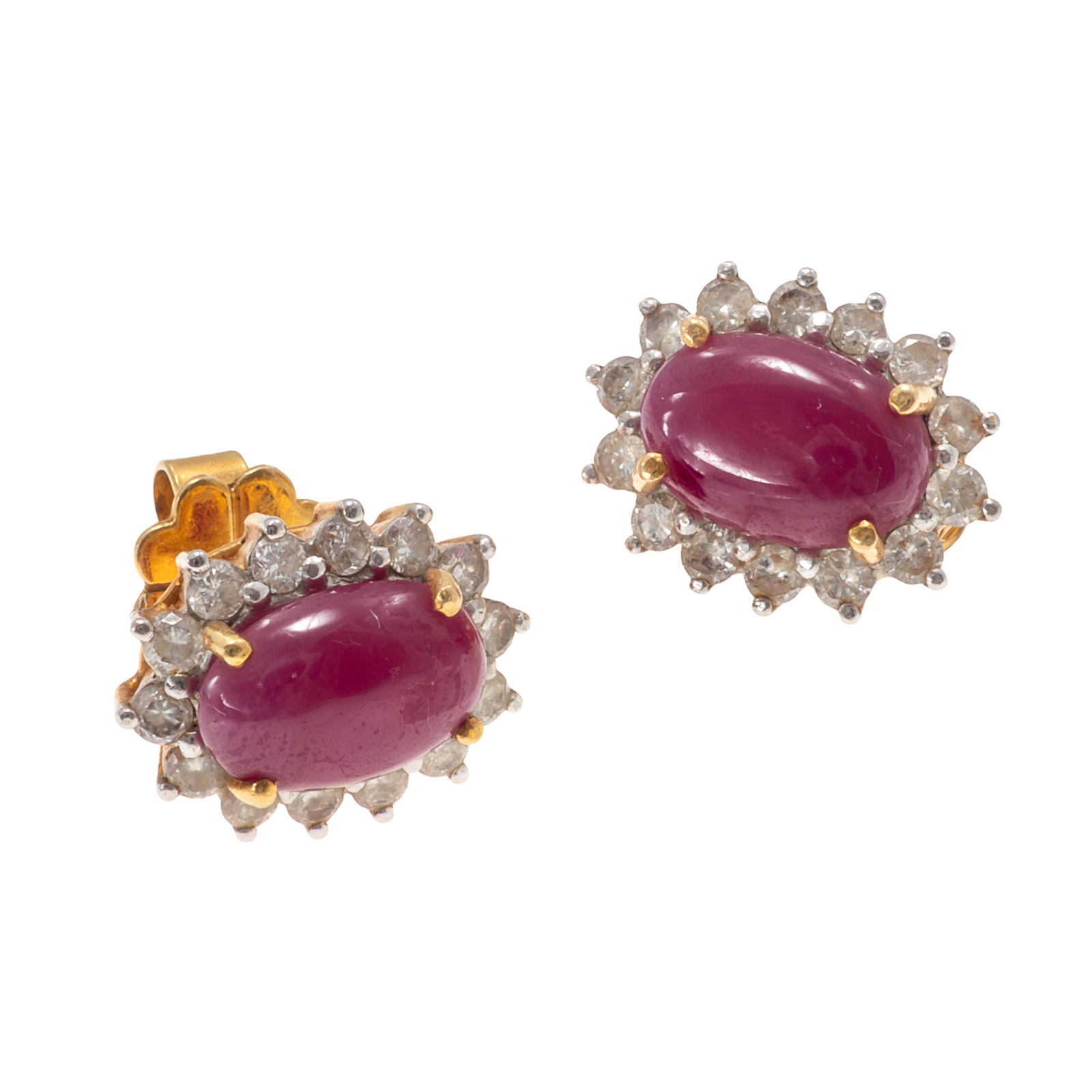 Pair of Ruby, Diamond, 20k Yellow Gold Earrings (1 of 5)