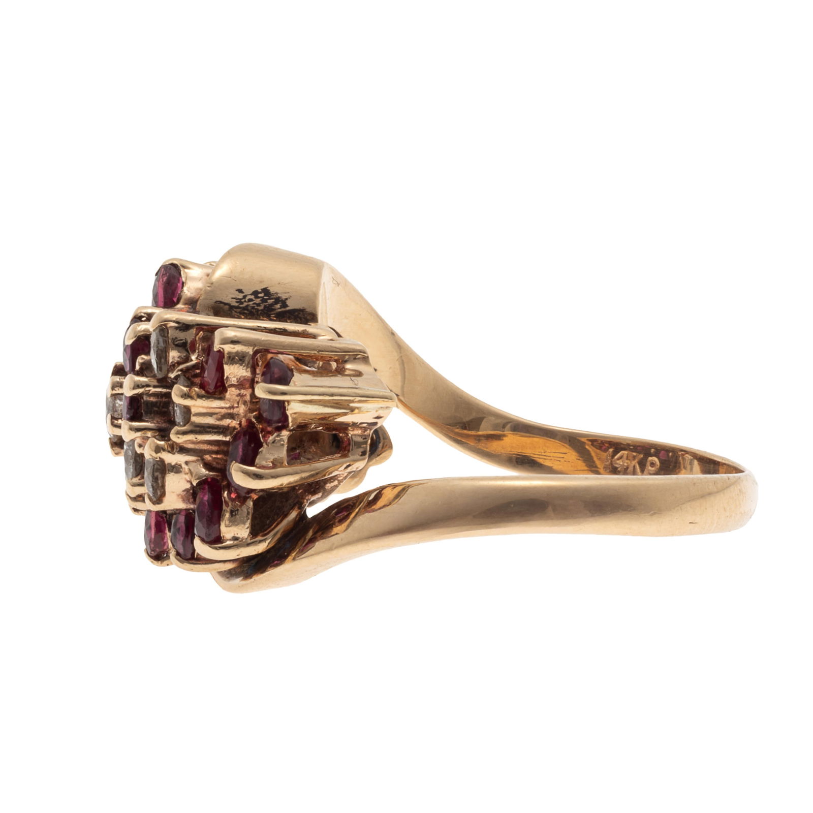 Diamond, Ruby, 14k Yellow Gold Ring - 3