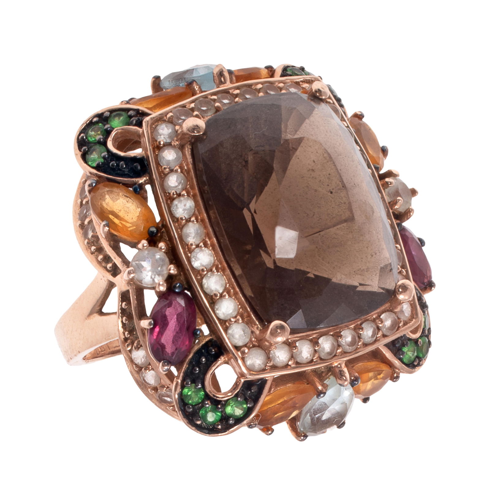 Smoky Quartz, Multi-Stone, 14k Rose Gold Ring, LeVian (1 of 5)