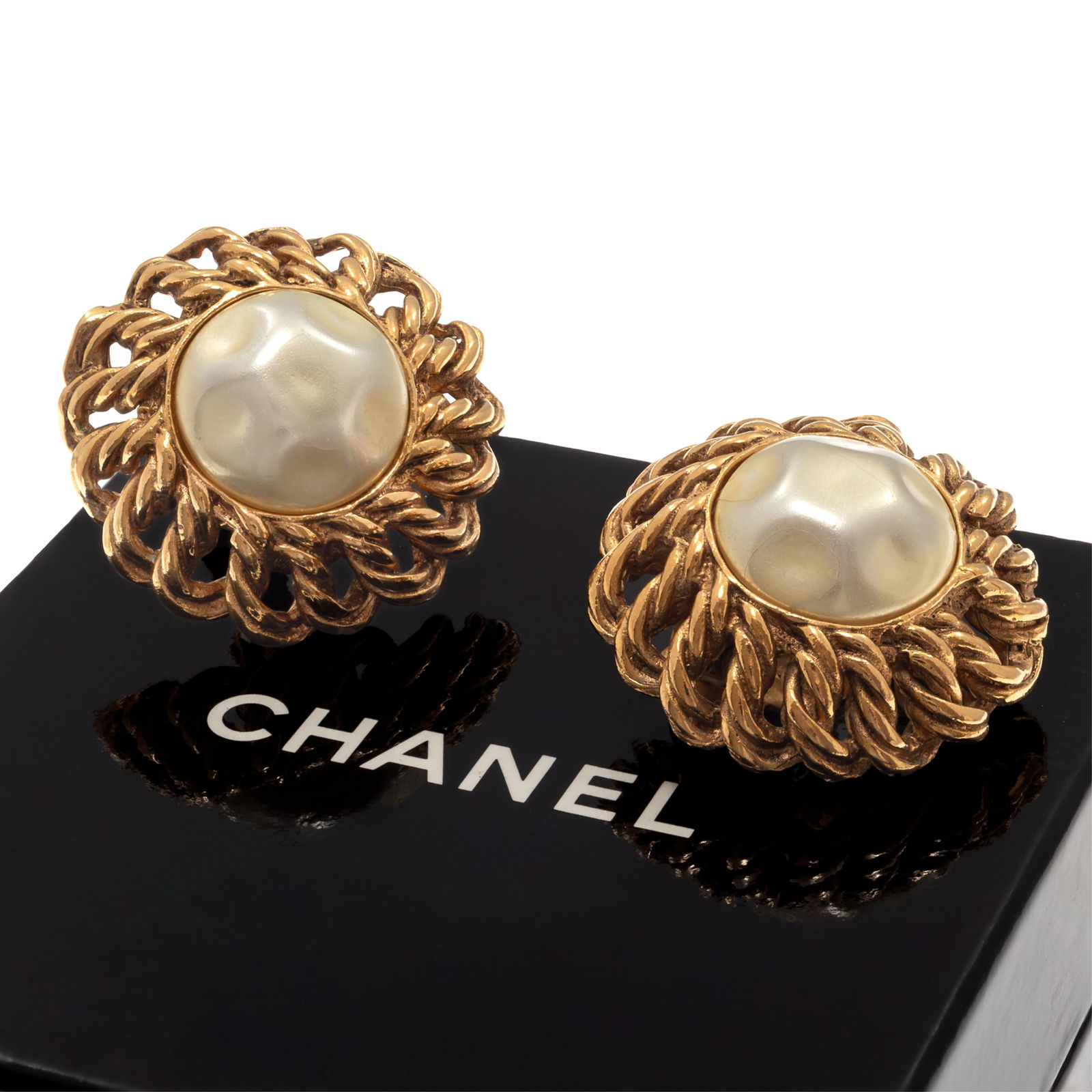 Pair of Chanel Simulated Pearl, Gold-Tone Ear Clips (1 of 6)