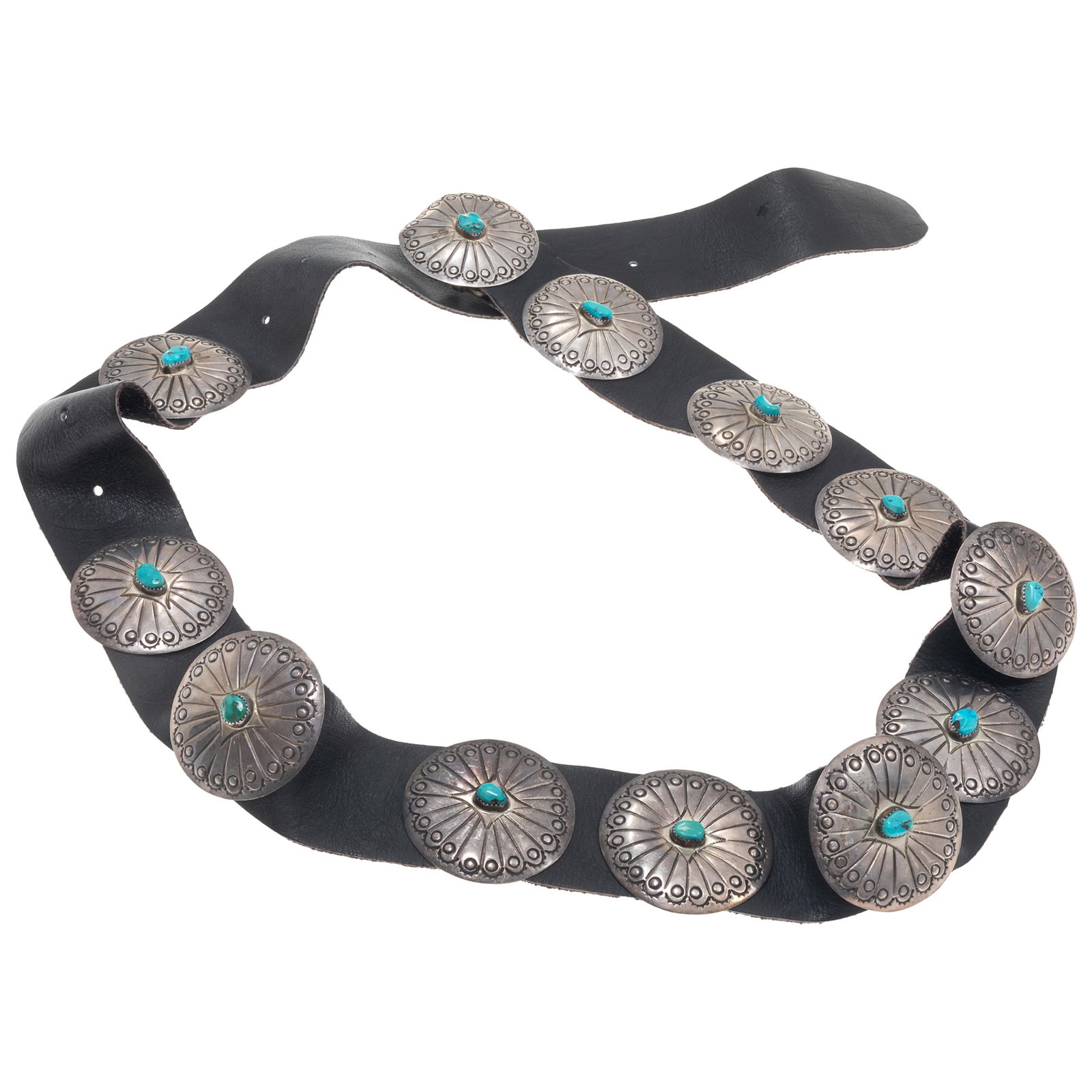 Navajo Turquoise, Sterling Silver Concha Belt, R. Peter (1 of 4)