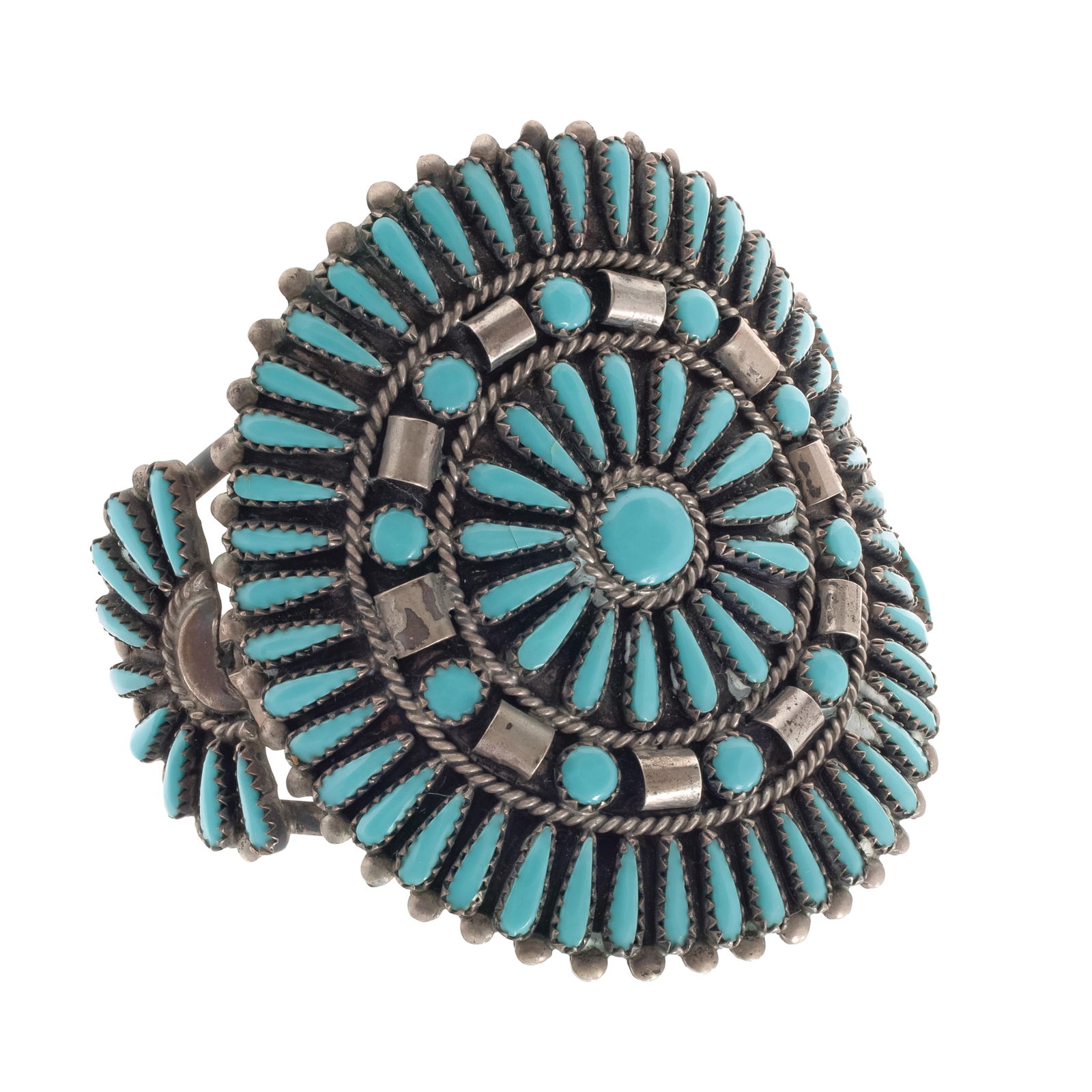 Zuni Needlepoint Turquoise, Sterling Silver Cuff Bracelet (1 of 6)