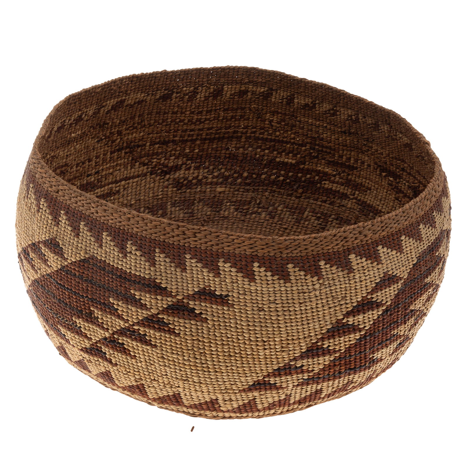 Hupa (Hoopa) Basket: Hupa (Hoopa) Basket Overall with geometric decoration. 4in (10cm) h. 8in (20cm) d