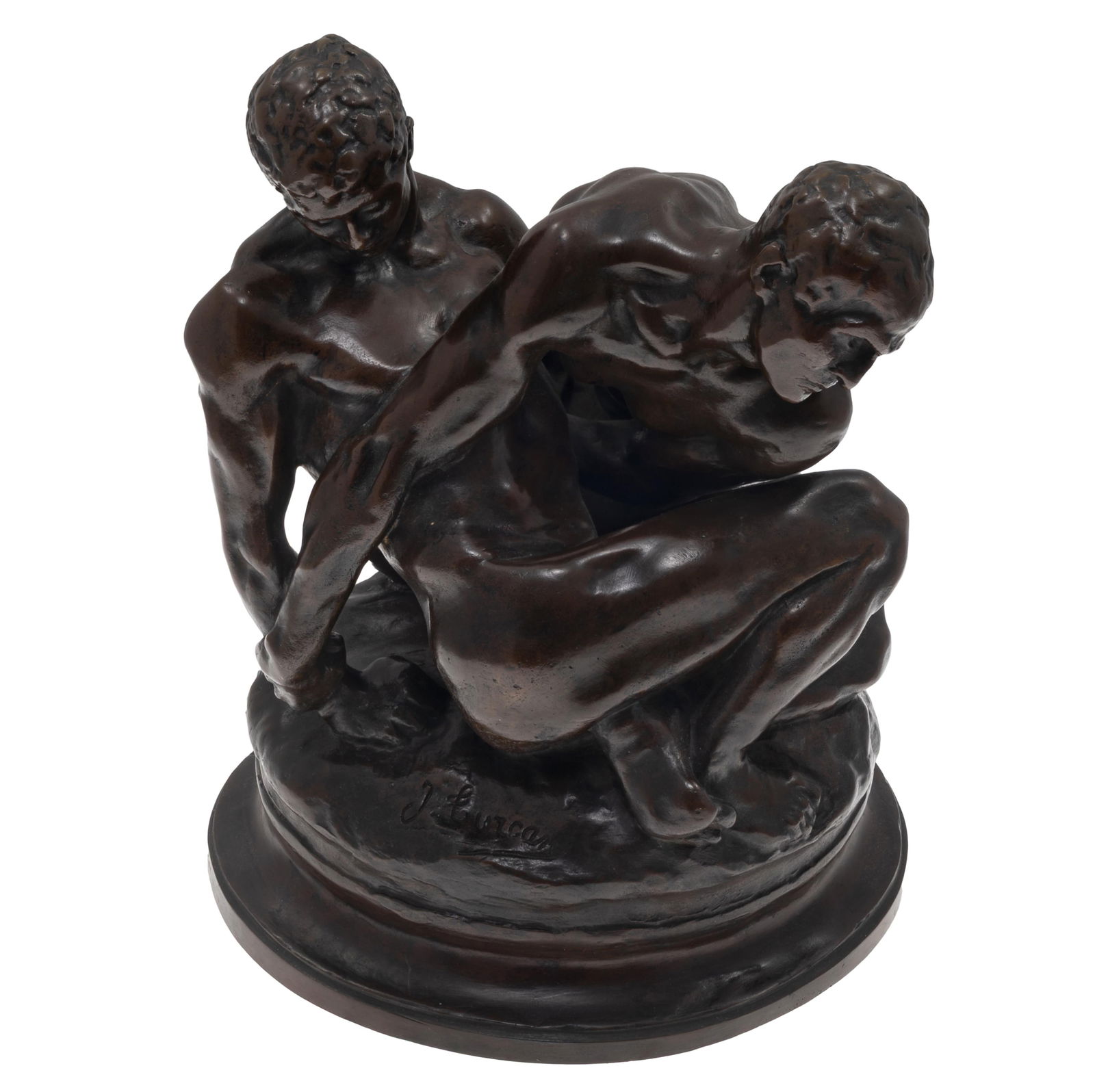 Grand Tour Patinated Bronze Wrestlers: Grand Tour Patinated Bronze WrestlersAfter the antique.Indistinct signature11in (28cm) h. 9in (23cm) d