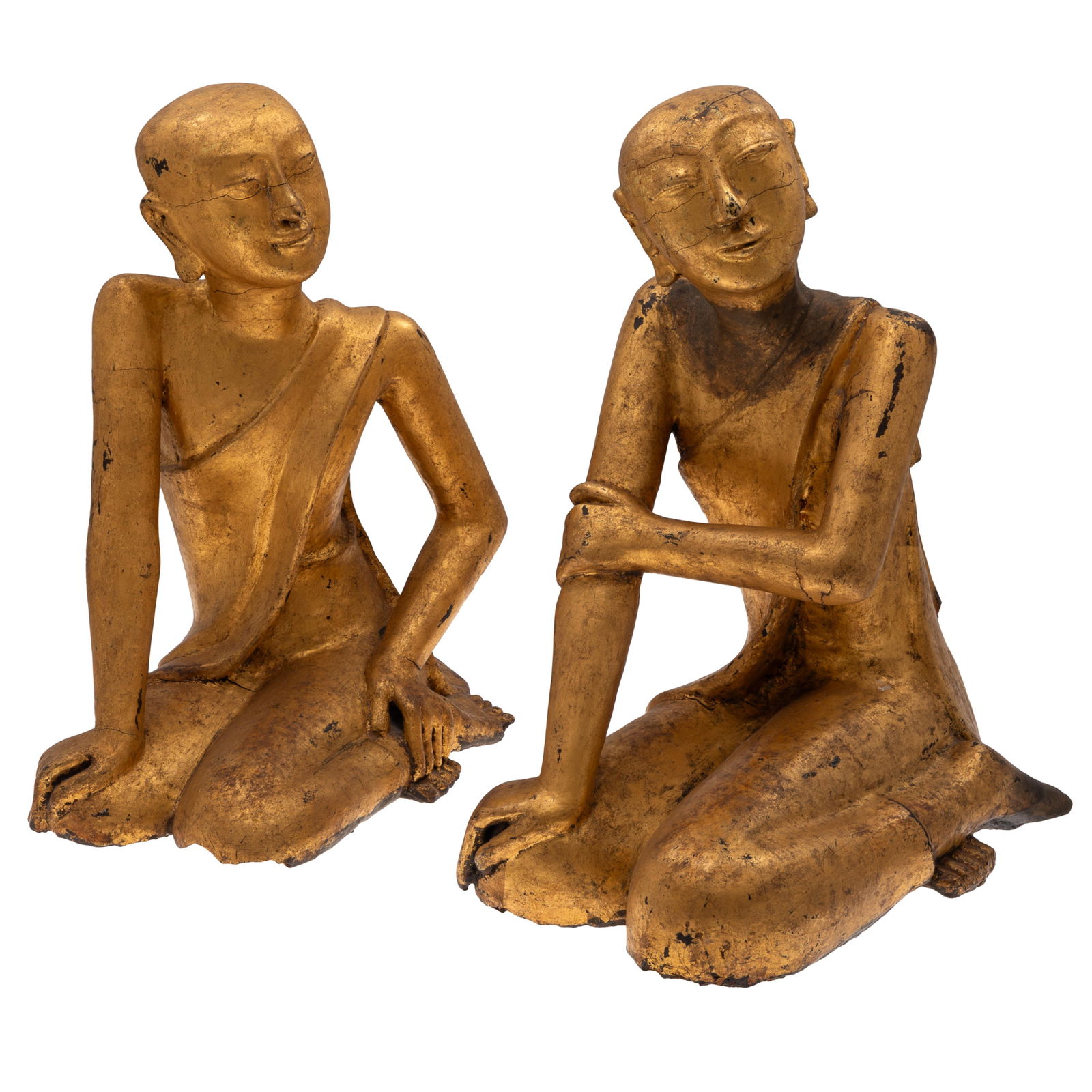 Pair of Mandalay Praying and Listening Monks (1 of 5)