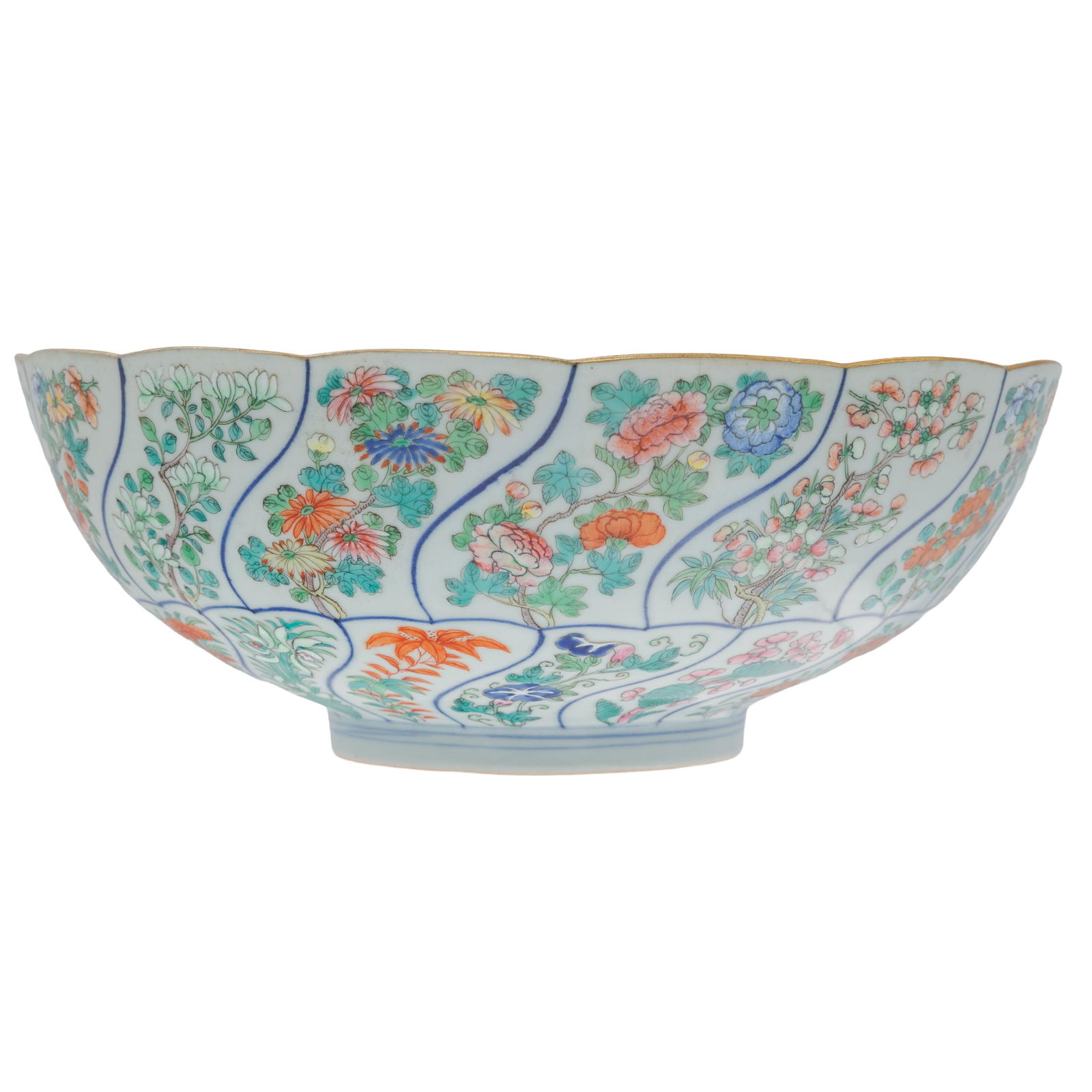 Minyao Ceramic Bowl, 19th century: Minyao Ceramic Bowl 19th century Minyao bowl, decorated with palm, cypress and flowering cherry boughs. 3 1/4in (8cm) .h. 9in (23cm) d Condition: Possibly bearing Jiaqing mark