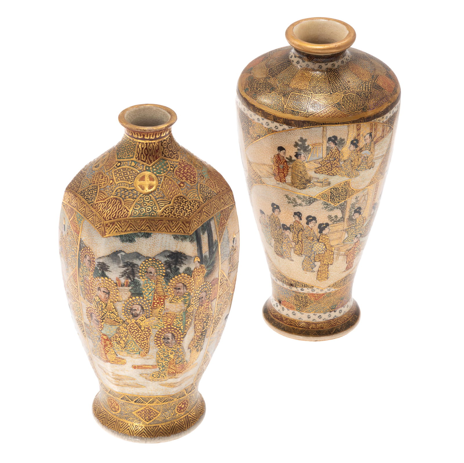 Pair of Satsuma Earthenware Vases (1 of 5)
