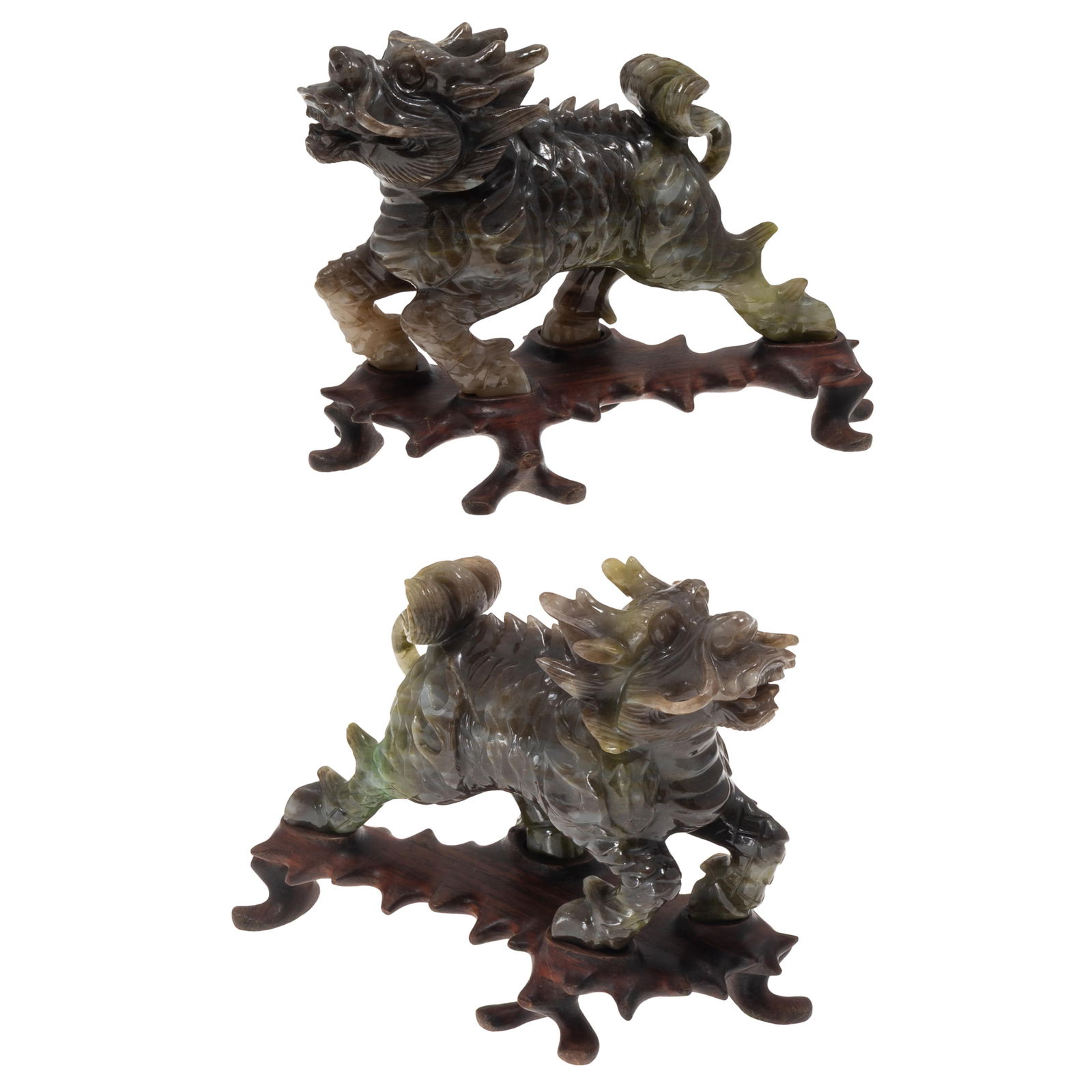 Pair of Chinese Hardstone Fu Lions (1 of 5)