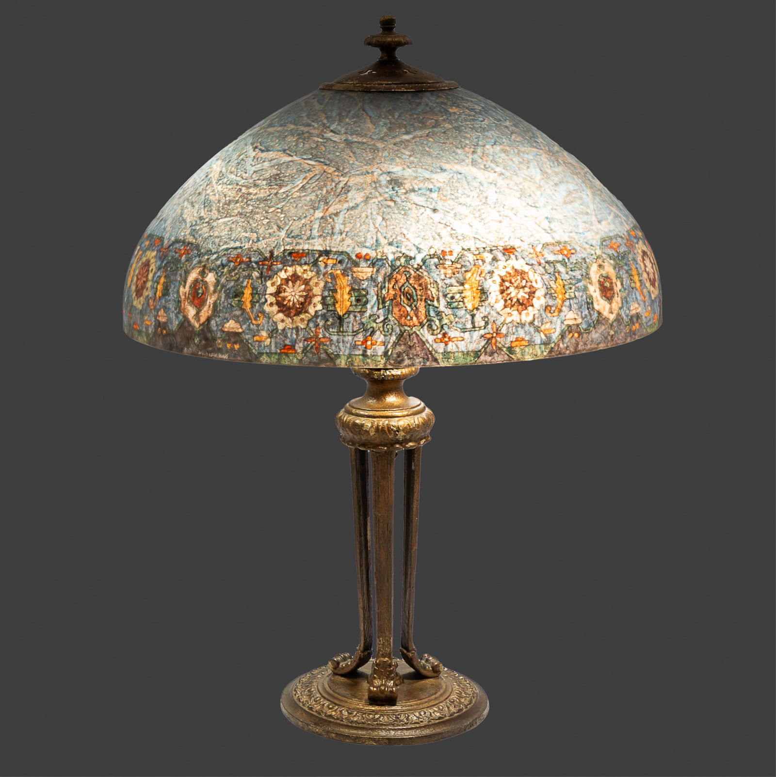 Gilt Bronze table lamp with reverse painted shade (1 of 7)