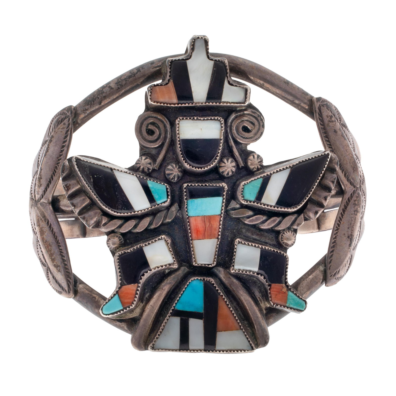 Zuni Multi-Stone, Sterling 'Knifewing' Cuff Bracelet (1 of 4)