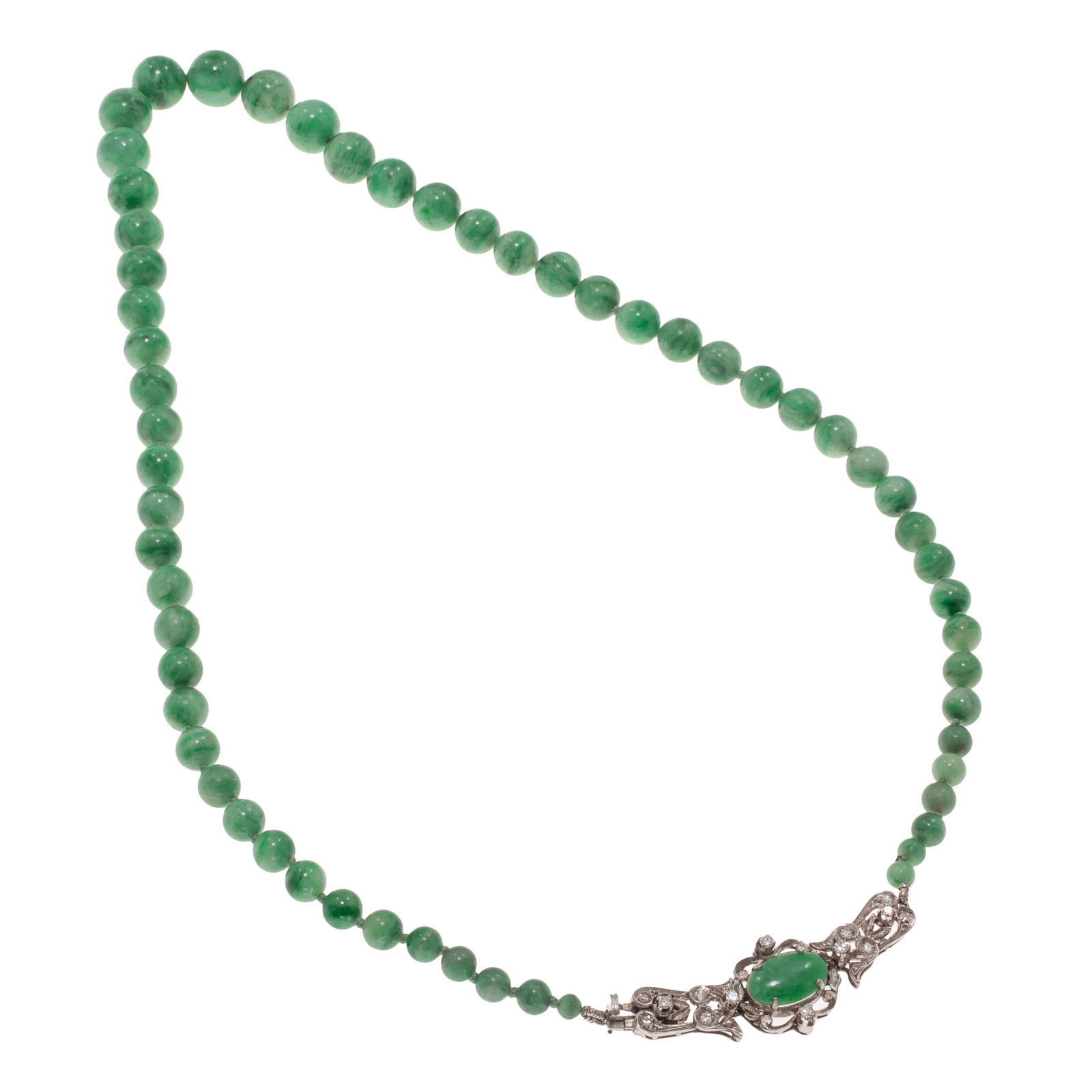 Jadeite Jade, Diamond, 14k White Gold Necklace (1 of 5)