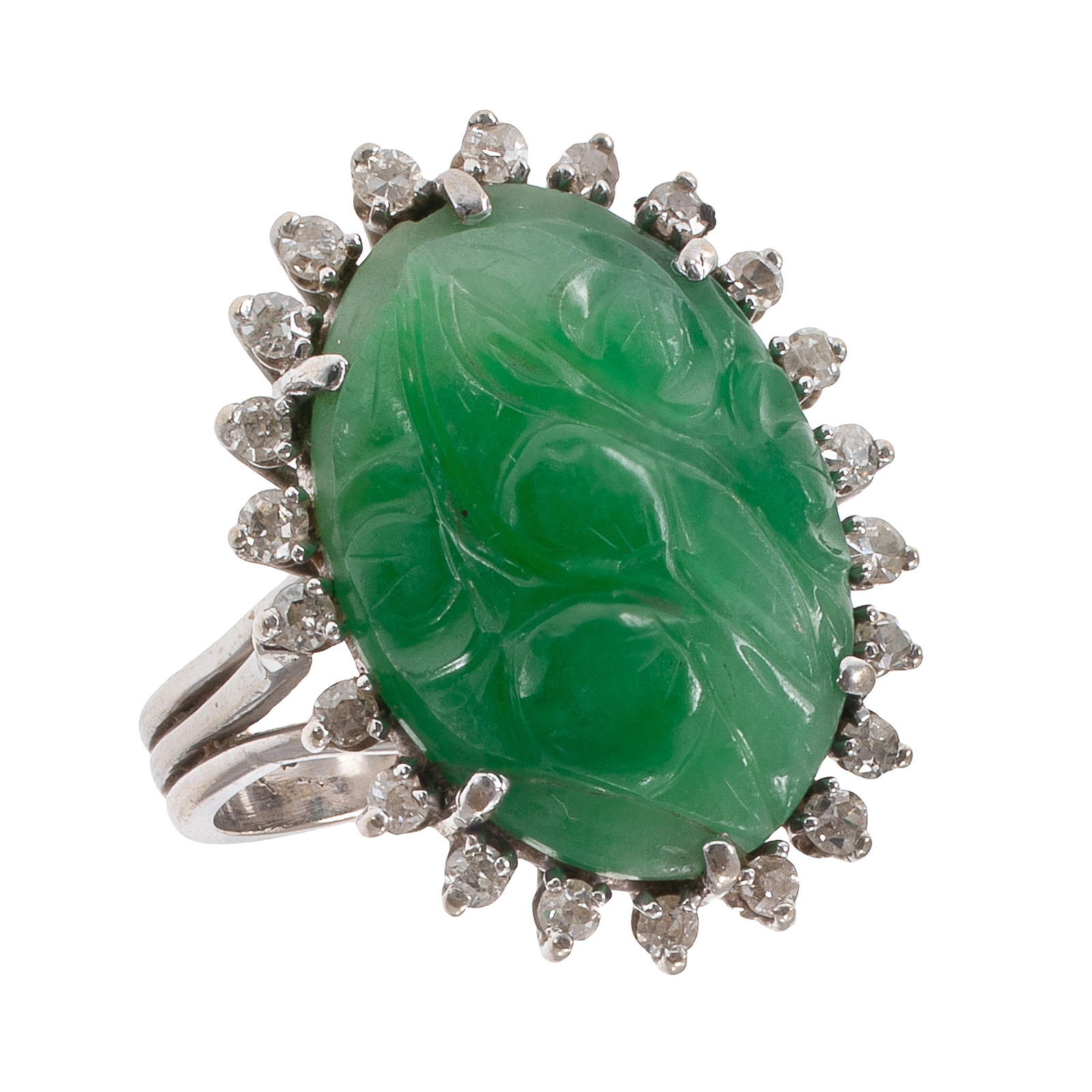 Jadeite Jade, Diamond, 14k White Gold Ring (1 of 6)