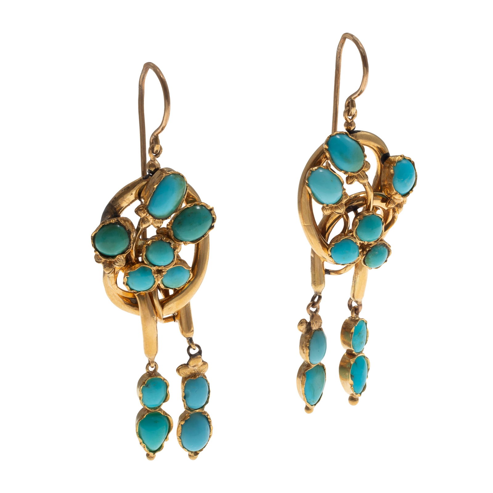 Pair of Turquoise, 18k, 14k Yellow Gold Earrings (1 of 4)