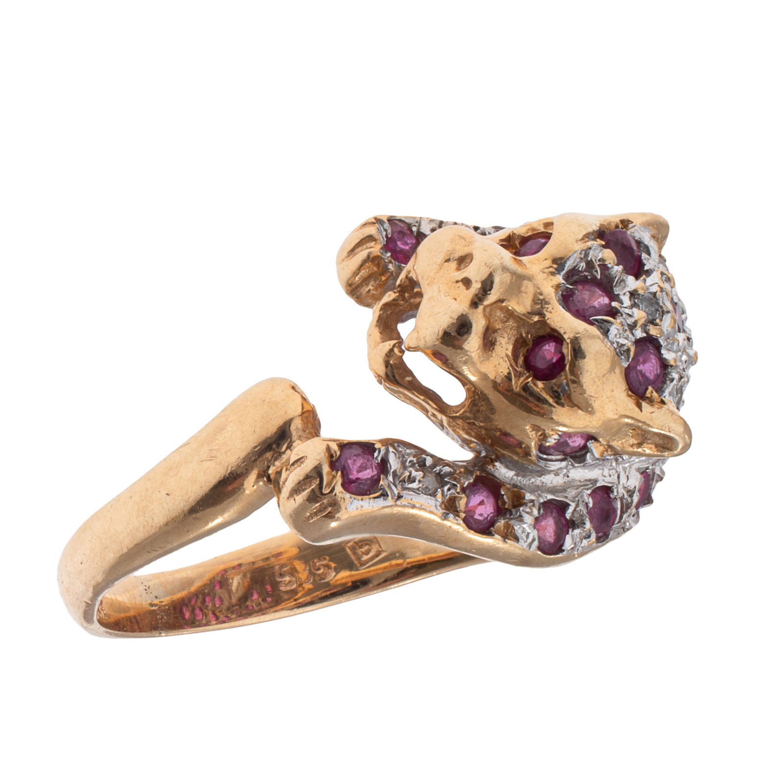 Diamond, Ruby, 14k 'Leopard' Ring - 2