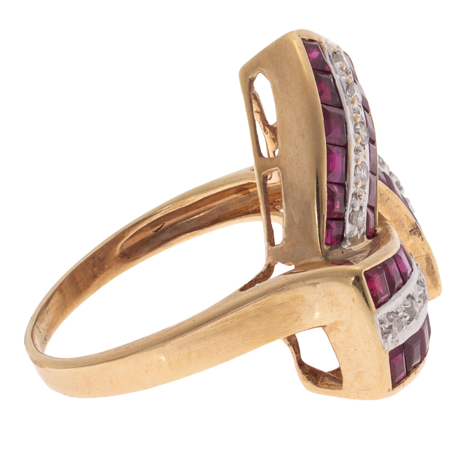 Diamond, Ruby, 14k Yellow Gold Ring - 3