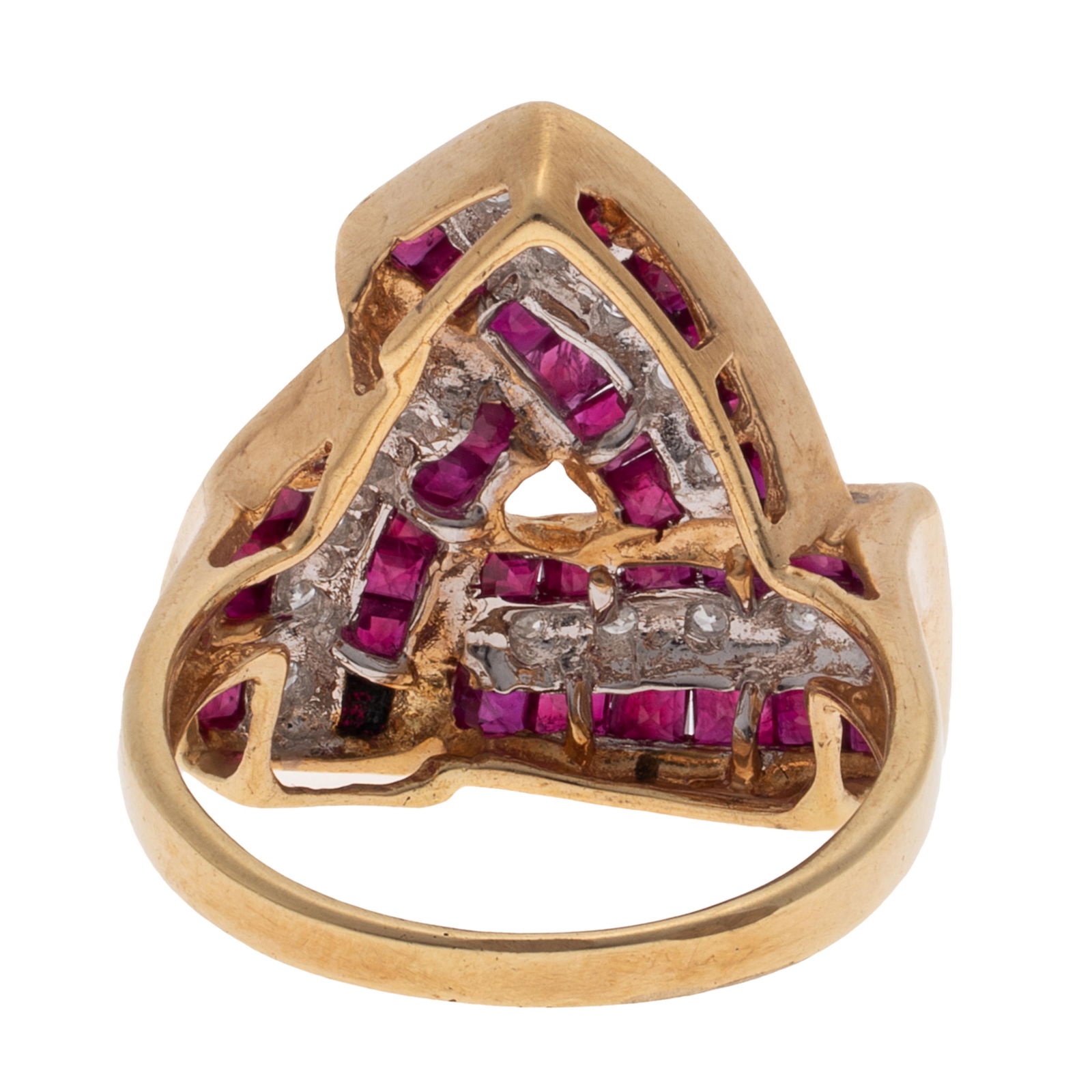 Diamond, Ruby, 14k Yellow Gold Ring - 5