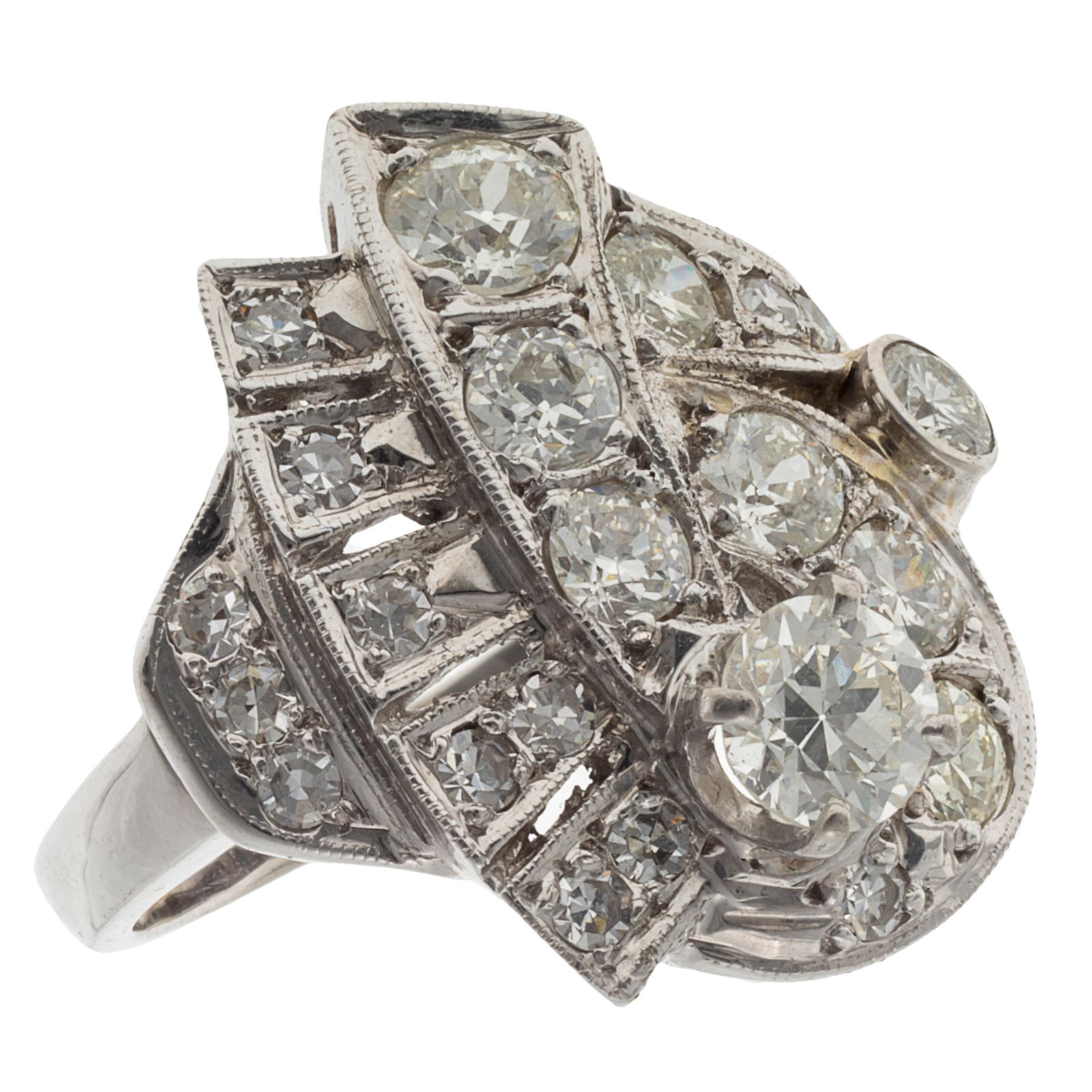 Retro Diamond, 14k White Gold Ring (1 of 6)