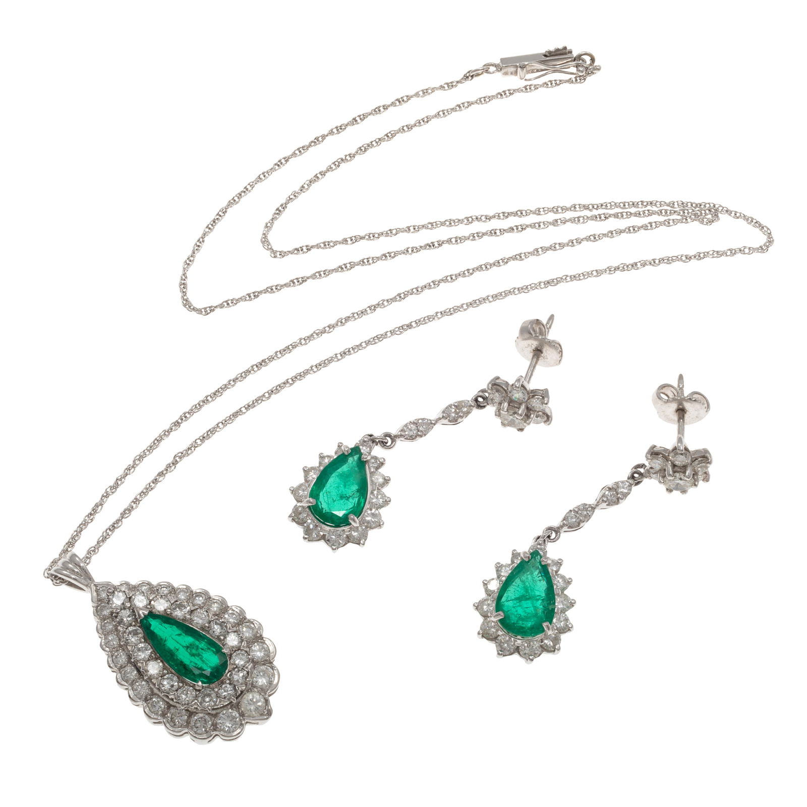 Emerald, Diamond, 14k White Gold Jewelry Suite (1 of 4)