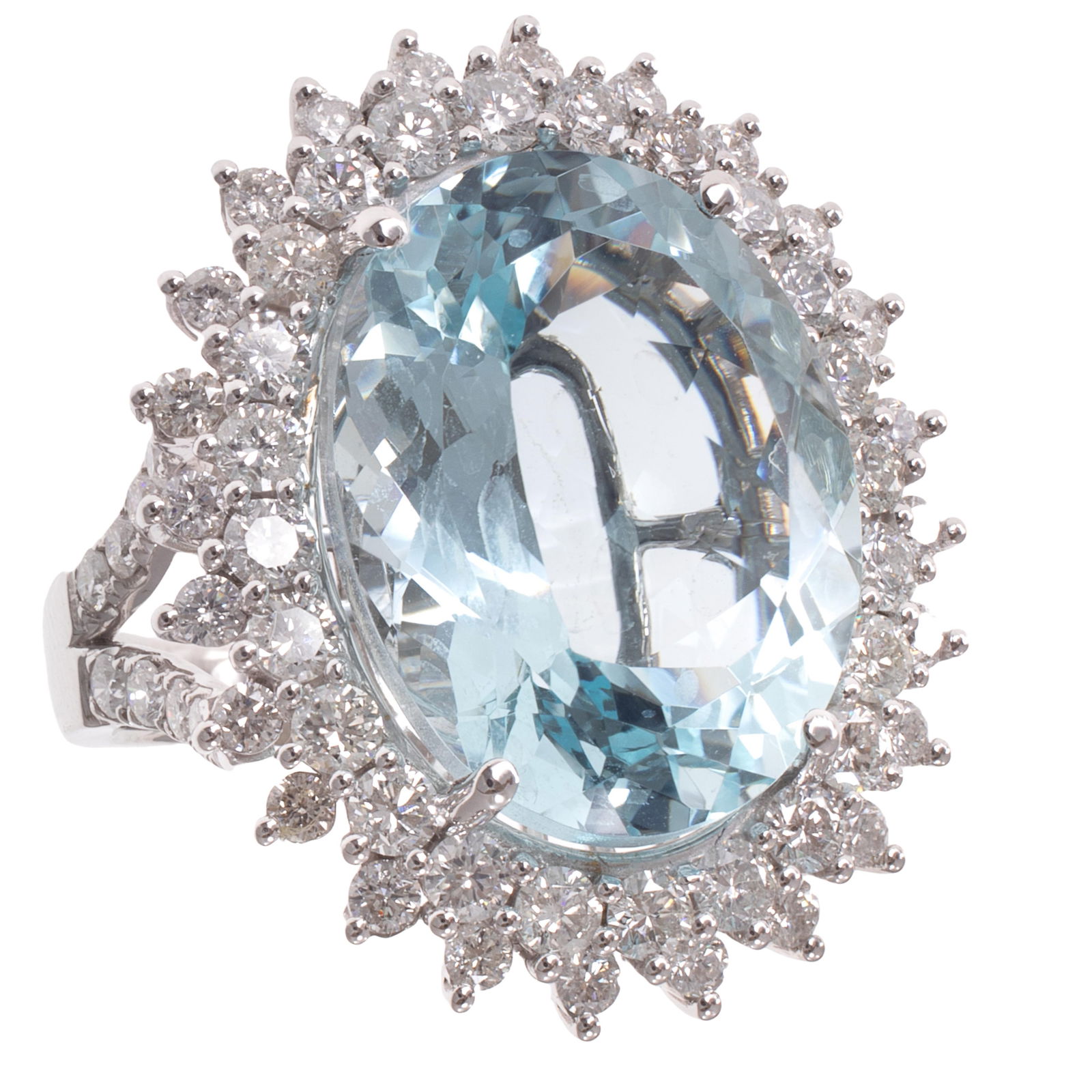 Aquamarine, Diamond, 14k White Gold Ring (1 of 5)
