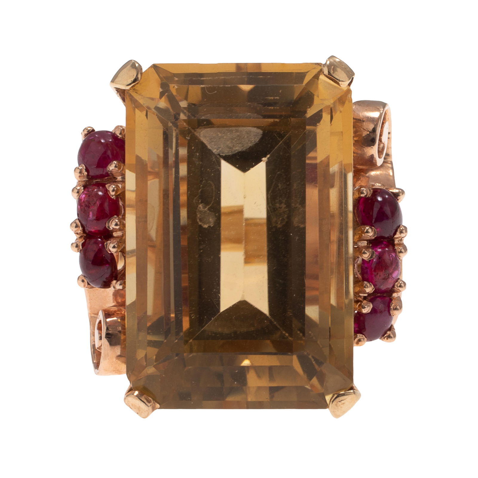 Retro Citrine, Ruby, 14k Ring - 2