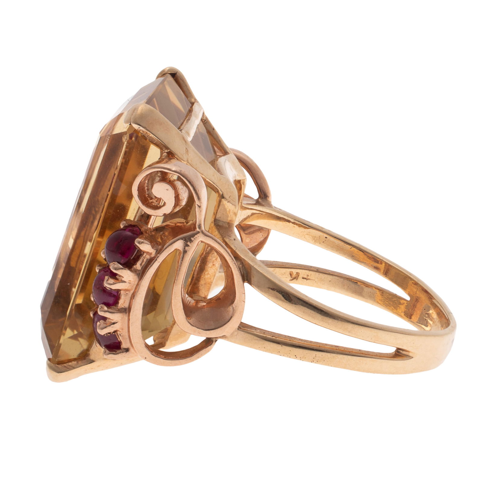 Retro Citrine, Ruby, 14k Ring - 3