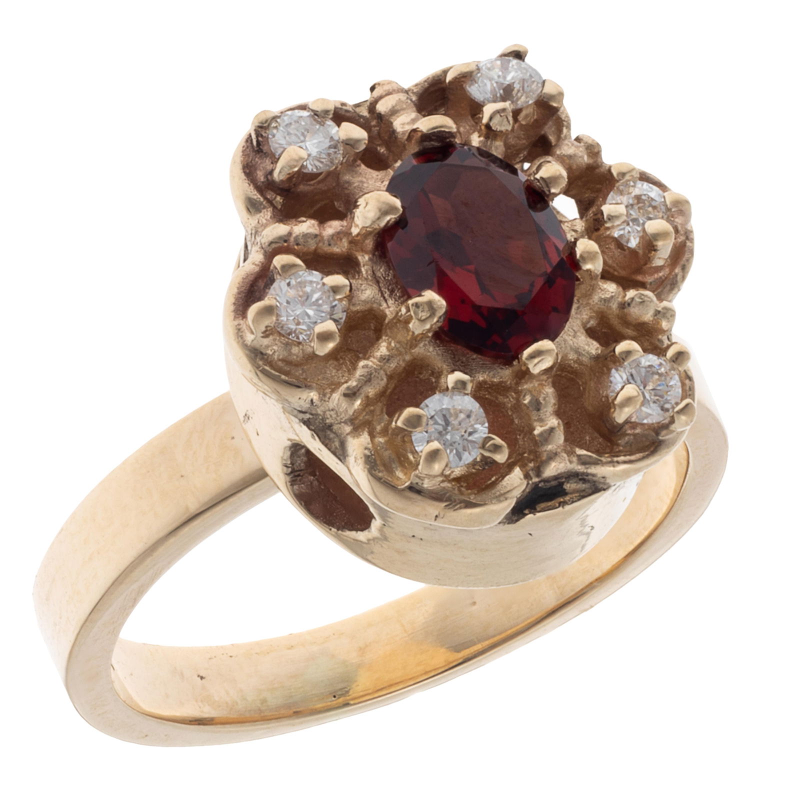 Garnet, Diamond, 14k Yellow Gold Ring (1 of 5)