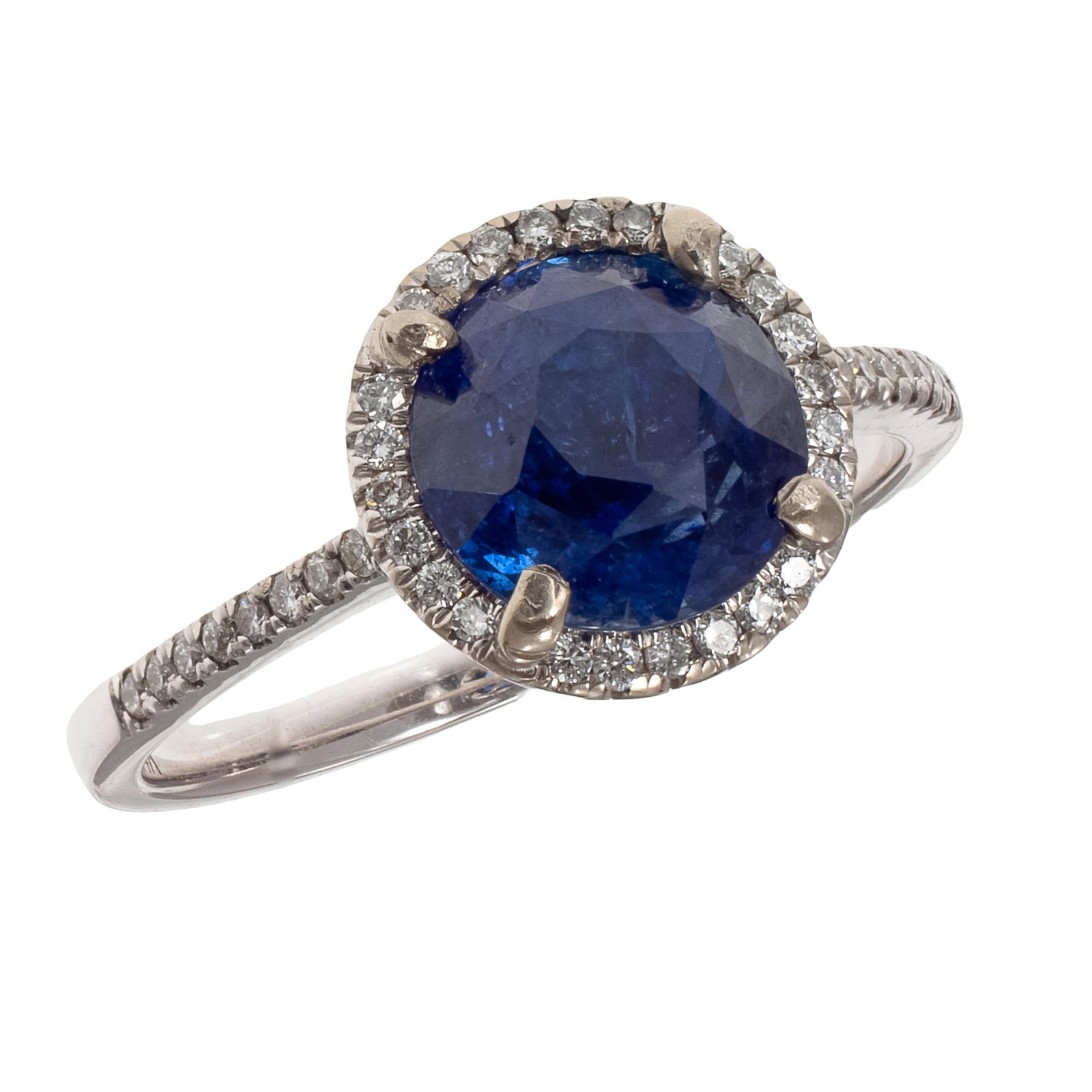 No Heat Ceylon Sapphire, Diamond, 14k White Gold Ring (1 of 6)