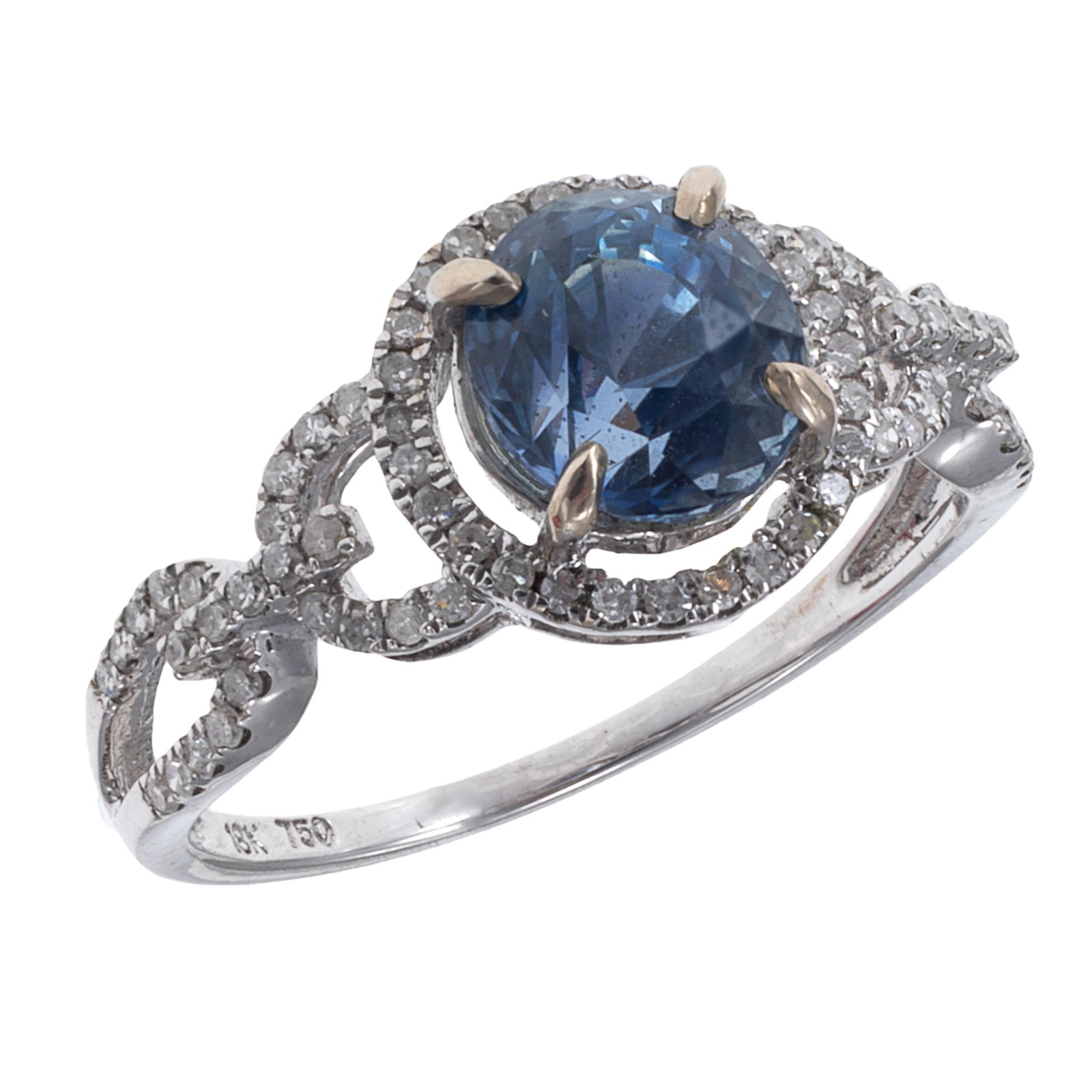 Burma No Heat Sapphire, Diamond, 18k White Gold Ring (1 of 6)