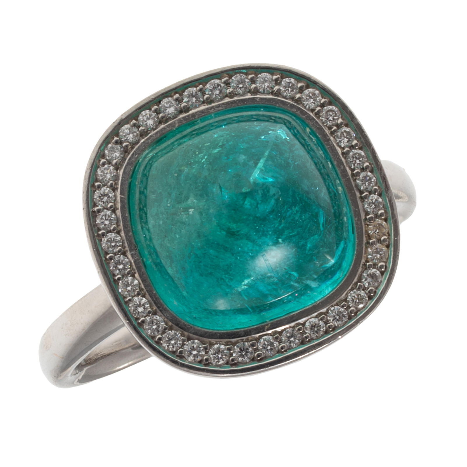 Stuart Moore Paraiba Tourmaline, Diamond, Platinum Ring (1 of 6)