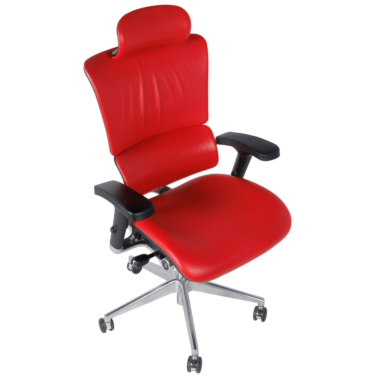 Contemporary Leather Executive Chair: Contemporary Leather Executive ChairX-4 model.49in (125cm) h. 27in (39cm) w. 18in (46cm) d