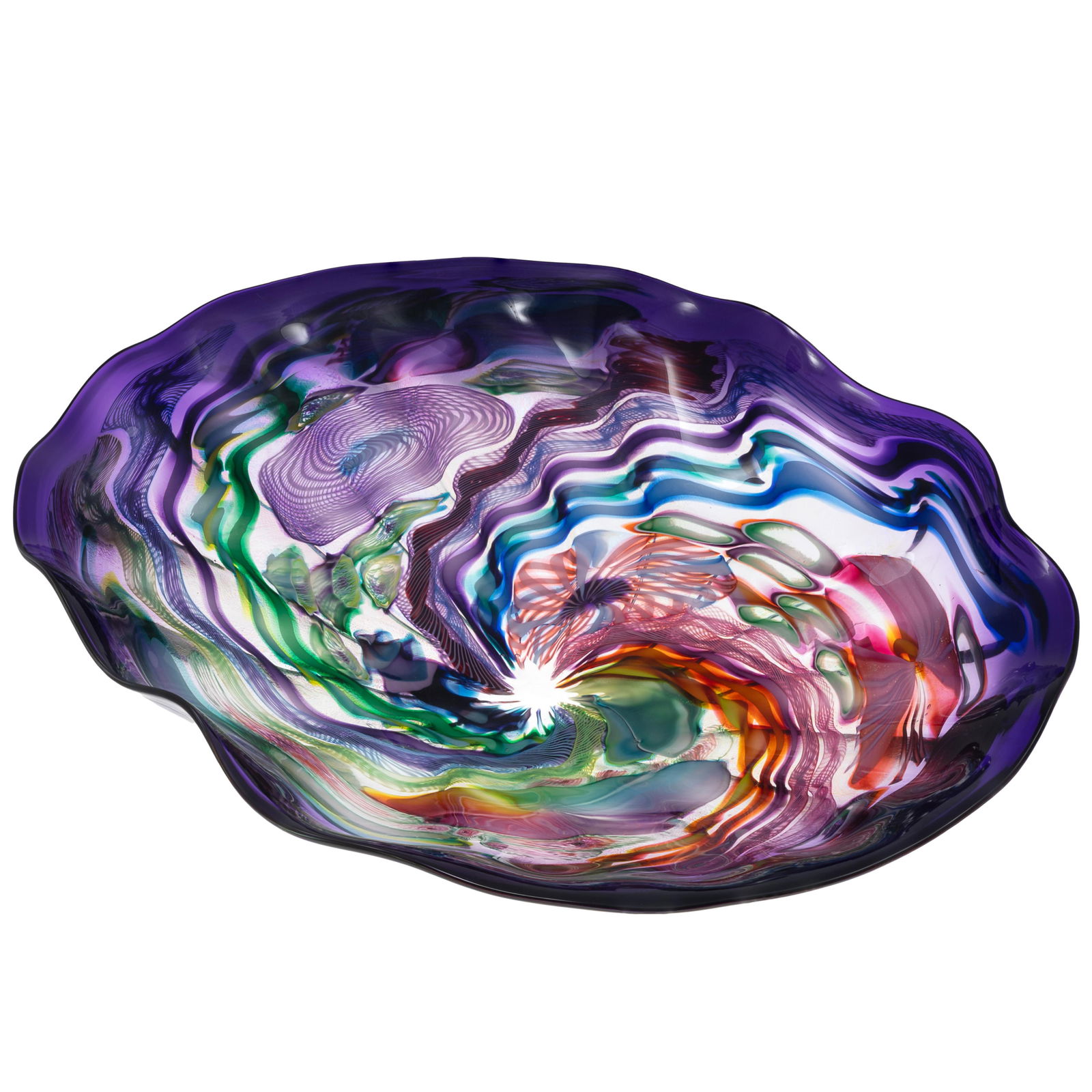 Art Glass Shallow Bowl (1 of 5)