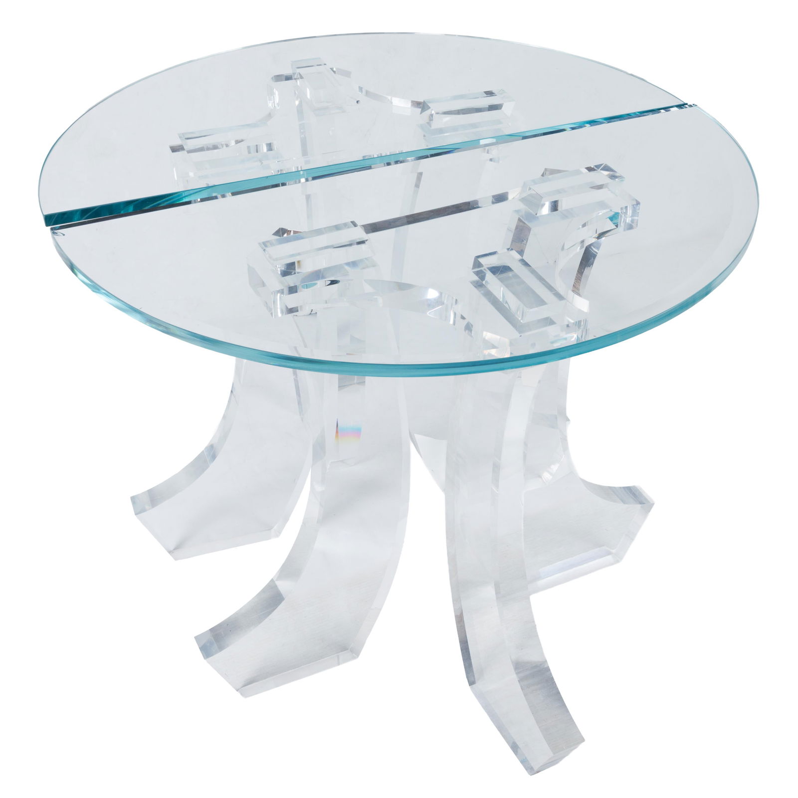 Pair Semi - Circle Lucite End Tables (1 of 5)