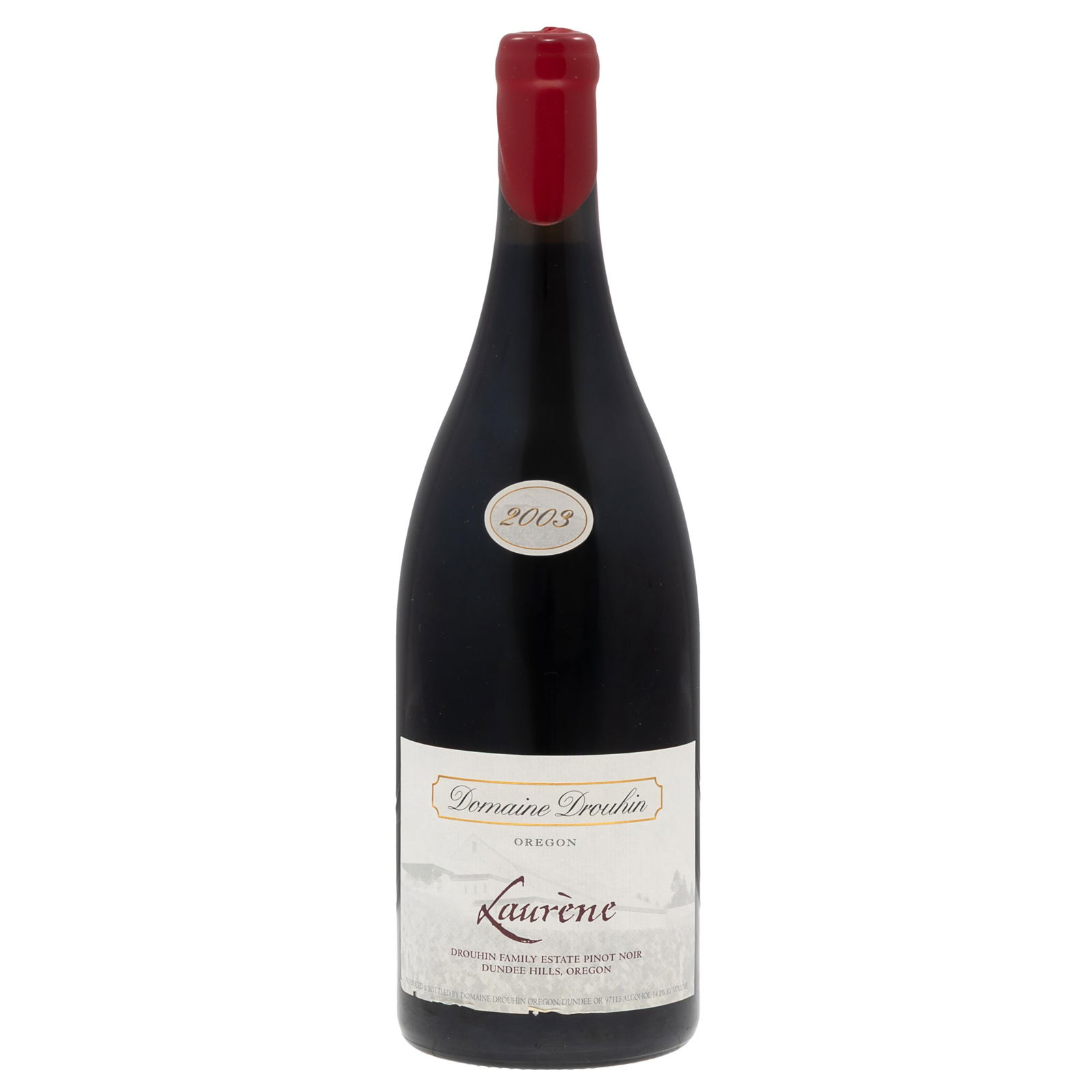2003 Domaine Drouhin Laurene Magnum: 2003 Domaine Drouhin Laurene MagnumOregon Pinot Noir, Dundee Hills AVA1 Magnum (150cl) per lot (owc)Condition: Ullage 2 cm. Minor nicks at label bottomAll wine is sold 'as-is,' with no guarantees rega