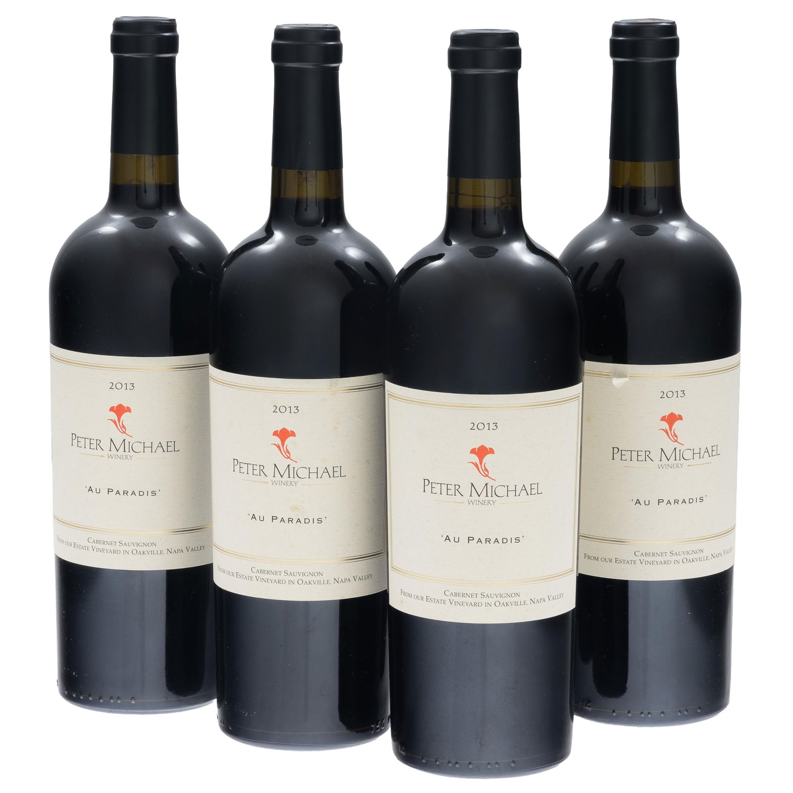 2013 Peter Michael 'Au Paradis' Cabernet Sauvignon: 2013 Peter Michael 'Au Paradis' Cabernet SauvignonOakville, Napa Valley4 bottles (75cl) per lotCondition: No issues noted.All wine is sold 'as-is,' with no guarantees regarding provenance, or storage