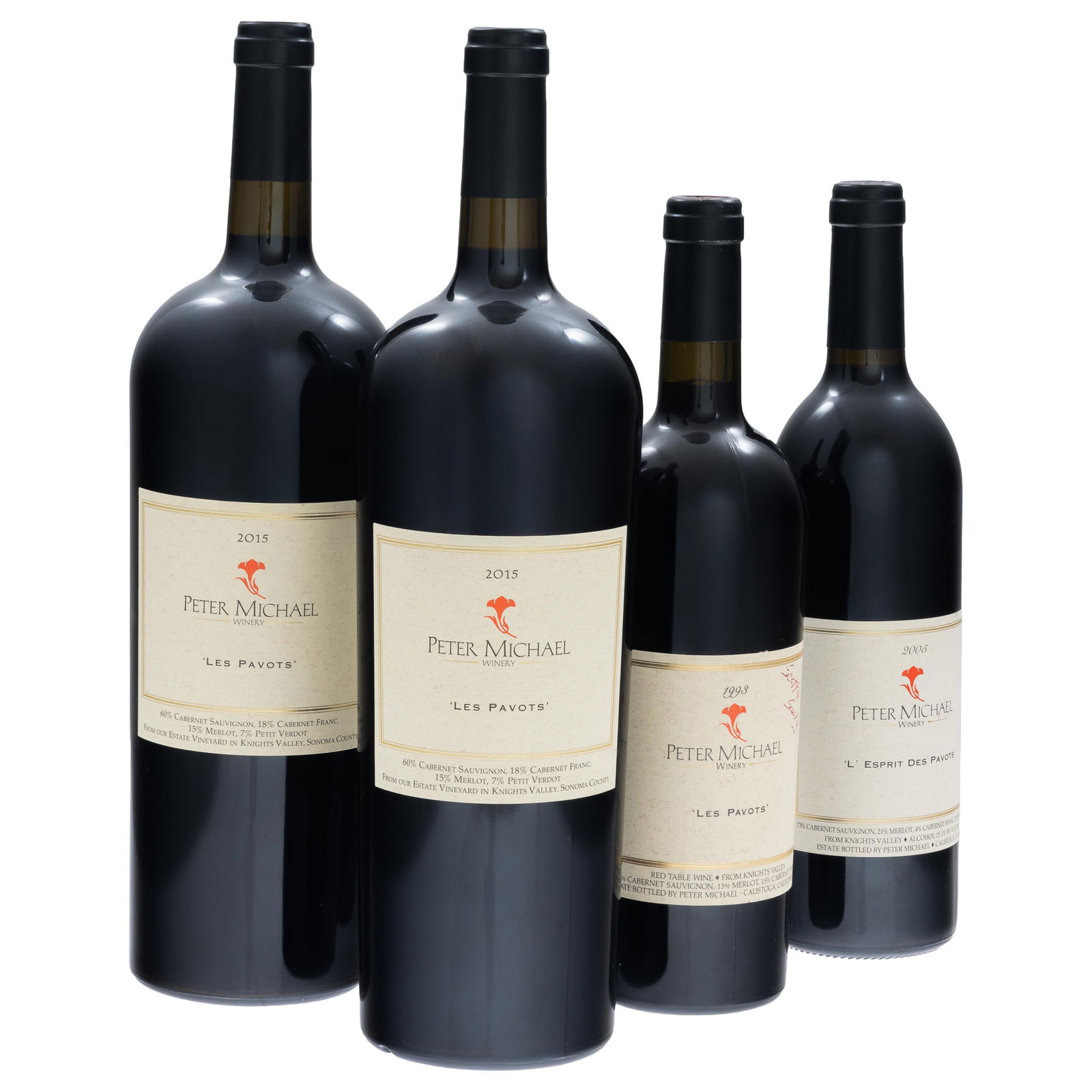 Collection of Peter Michael Red Wine: Collection of Peter Michael Red WineKnights Valley4 bottles per lot including:1 - 1998 Peter Michael 'Les Pavots' Estate Red (75cl)1 - 2005 Peter Michael 'L'Esprit des Pavots' Estate Red (75cl)2 - 201