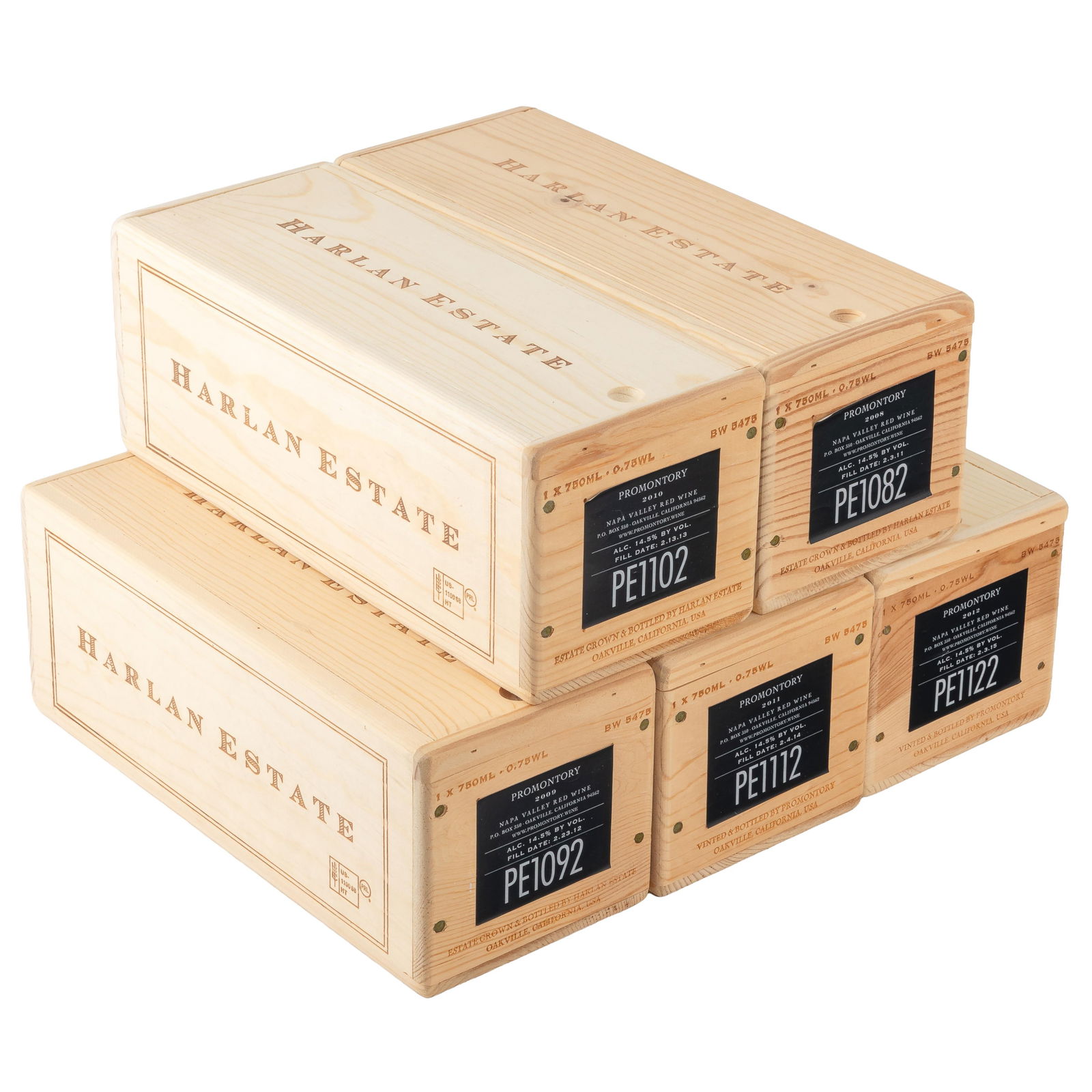 Harlan Estate Promontory Vertical Selection: Harlan Estate Promontory Vertical SelectionNapa Valley Red Wine5 bottles (750ml) per lot (owc) including:1 - 20081 - 20091 - 20101 - 20111 - 2012Boxes Sealed. Bottles not visually i