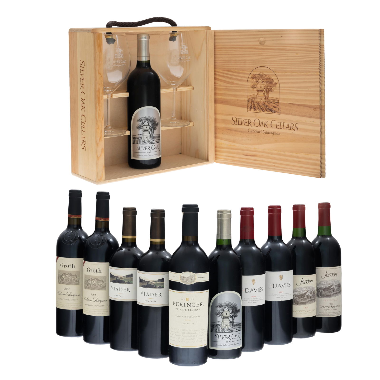 Selection of Napa Valley Red Wine: Selection of Napa Valley Red Wine11 bottles (75cl.ea) per lot including:1 - 1986 Jordan Cabernet Sauvignon Alexander Valley1 - 1994 Jordan Cabernet Sauvignon Alexander Valley1 - 1999 Silver Oak Cabern