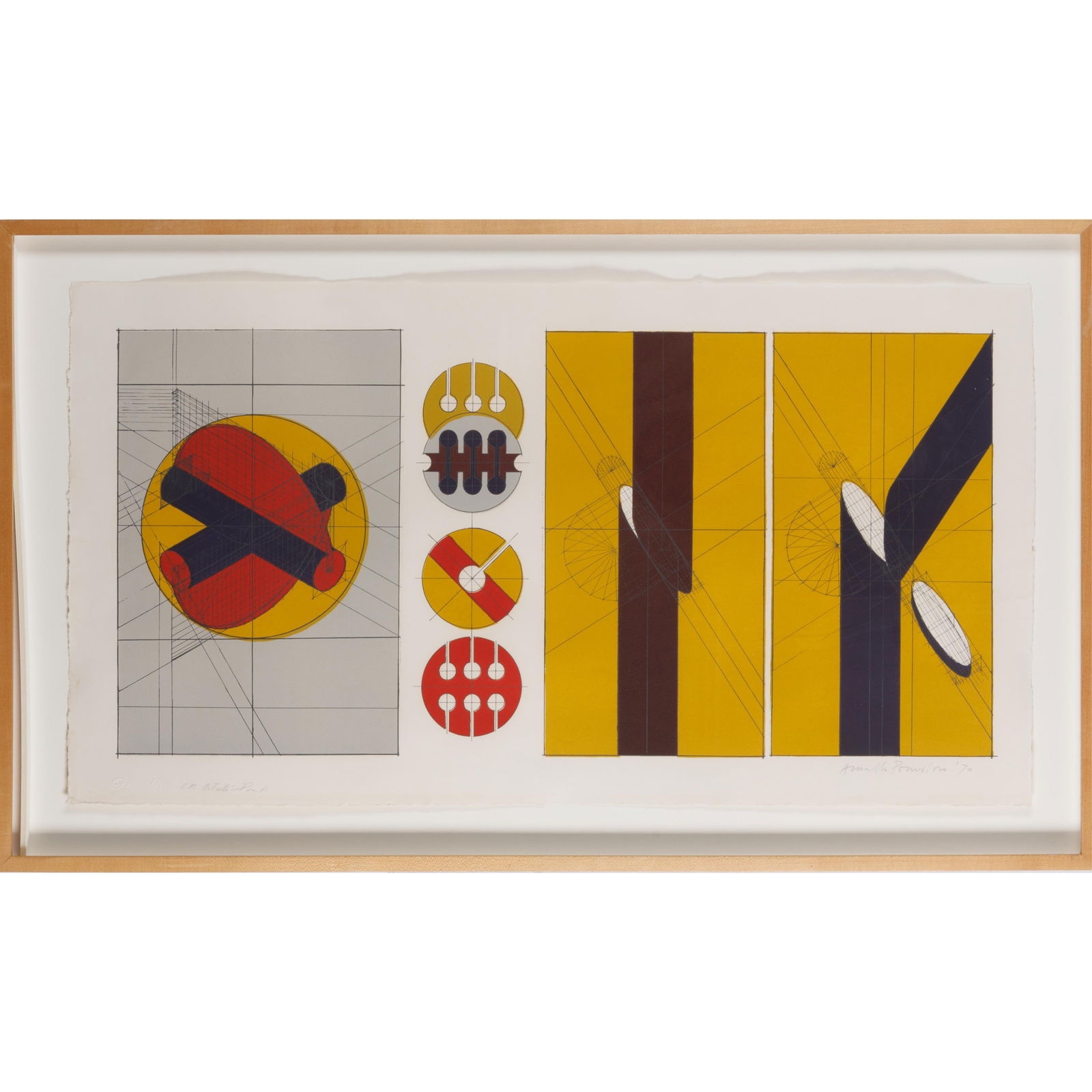 Arnaldo Pomodoro (Italian, 1926-2025).: Arnaldo Pomodoro (Italian, 1926-2025). Untitled, 1970. Color lithograph printed on wove paper, signed in pencil, dated and annotated 'C.P. Artist's Proof', with the blindstamps of the