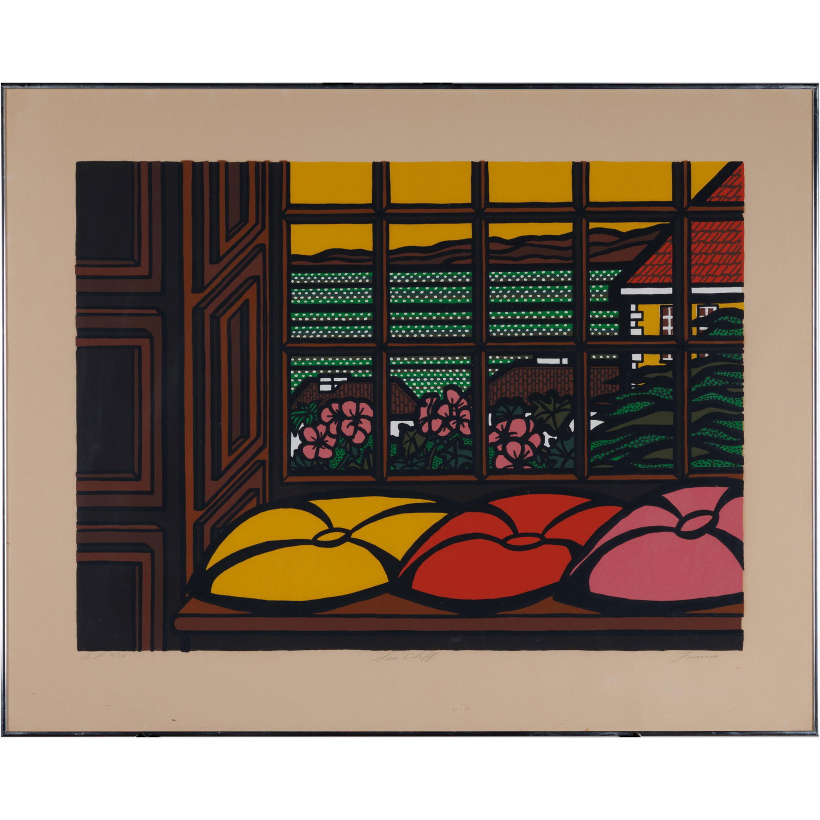 Richard Fiscus (American, 1926-2006).: Richard Fiscus (American, 1926-2006). Sea Cliff, from the portfolio Golden Gate Suite, circa 1969. Color screenprint on Arches paper, signed and titled in pencil, annotated 'AP 2/15' (aside from the