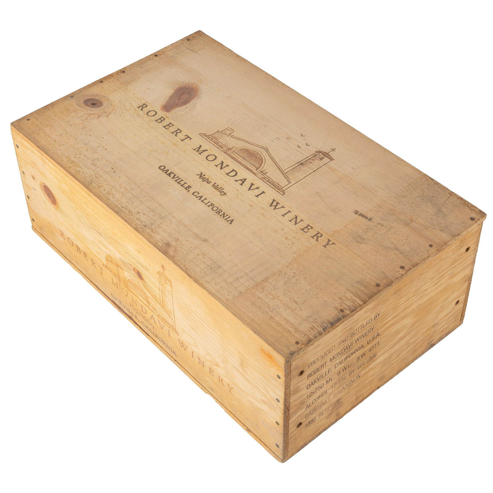 1986 Robert Mondavi Reserve Cabernet Sauvignon Case: 1986 Robert Mondavi Reserve Cabernet Sauvignon CaseOakville Ca12 bottles (75cl) per lot (owc)Bottles not visually inspected. Crate sealedAll wine is sold 'as-is,' with no guarantees regarding provenan