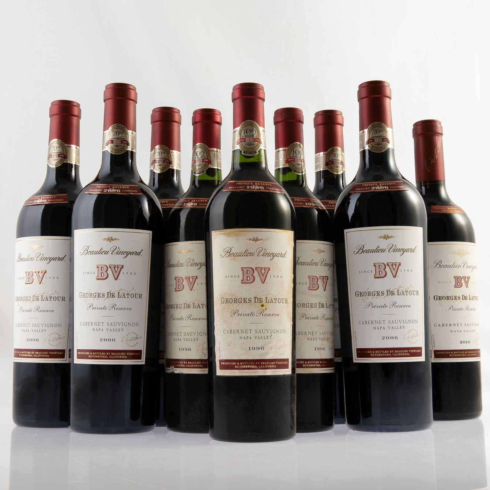 Collection of Beaulieu Vineyards Georges De Latour Private Reserve Cabernet Sauvignon: Collection of Beaulieu Vineyards Georges De Latour Private Reserve Cabernet SauvignonNapa Valley9 bottles (75cl) per lot including:3 - 19965 - 20061 - 2010Condition: Ullage: bottom of neck or ab