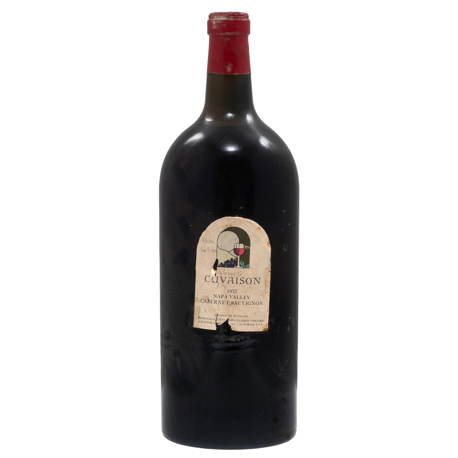 1977 Cuvaison Cabernet Sauvignon Imperial: 1977 Cuvaison Cabernet Sauvignon Imperial Napa Valley, Mount Veeder AVA 1 bottle Imperial (600cl) per lot - (owc top missing) All wine is sold 'as-is,' with no guarantees regarding provenance, or